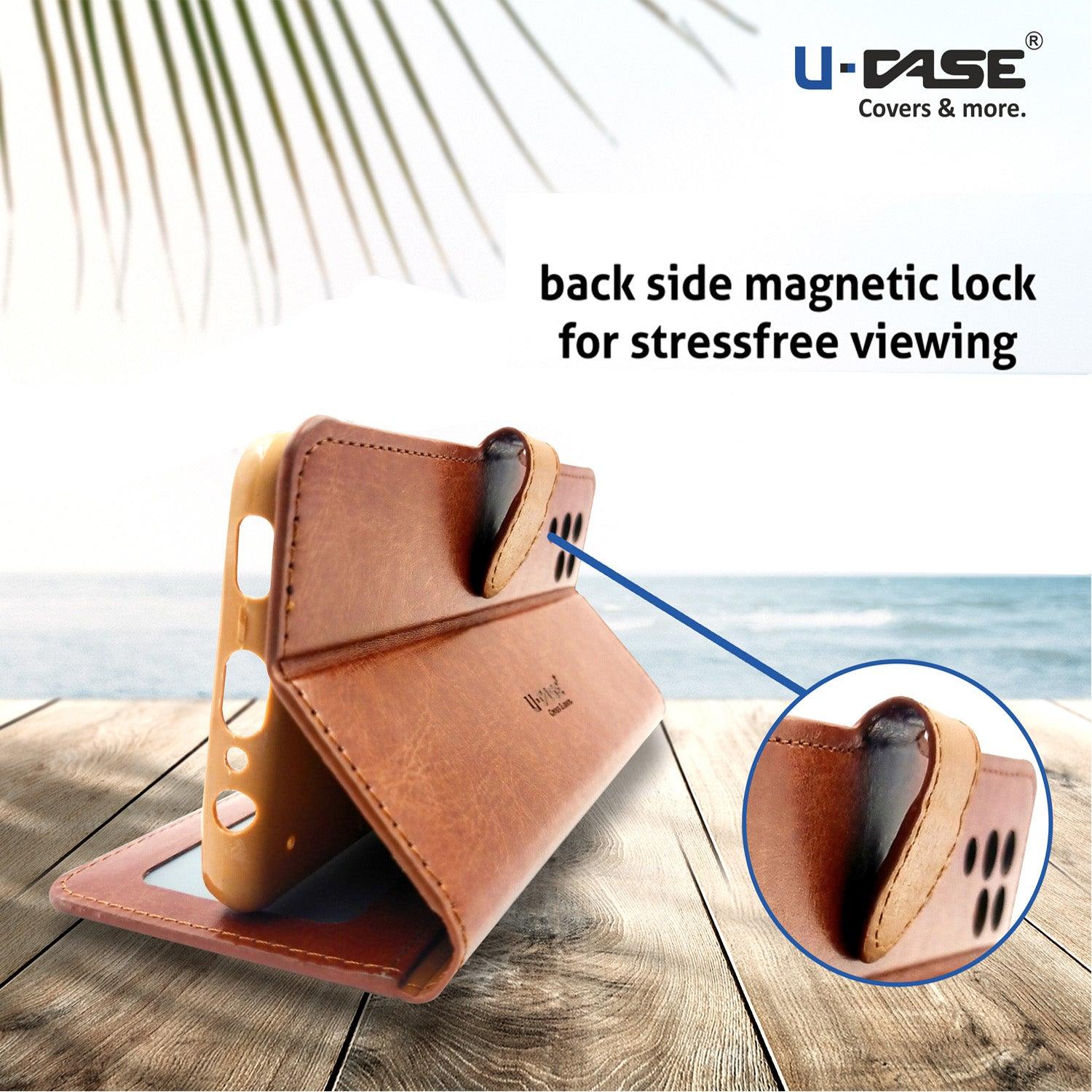 U-CASE Flip Cover for Huawei Honor 7A Vegan Foldable Stand & Pocket Magnetic Closure - Aibex