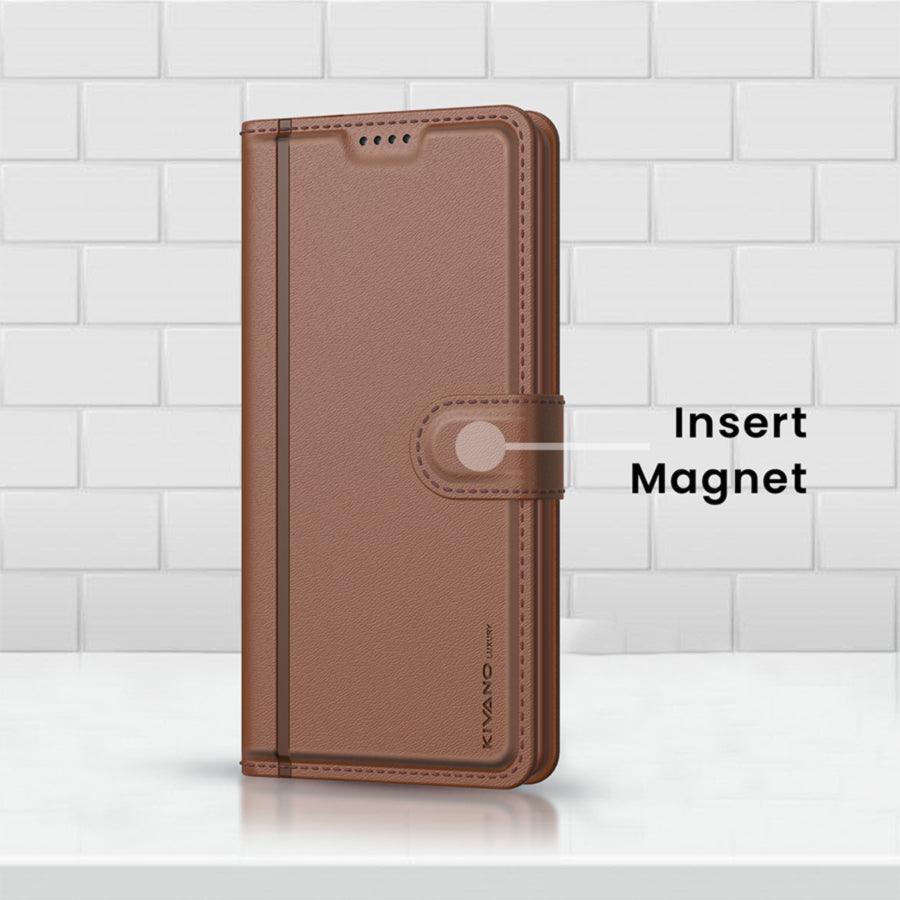 Leather Wallet Case for Xiaomi Redmi Note 12 Pro Plus ?Stylish Flip Folio Cover with Card Holder, Stand, Ideal for Both Men and Women-KIVANO LUXE - Aibex