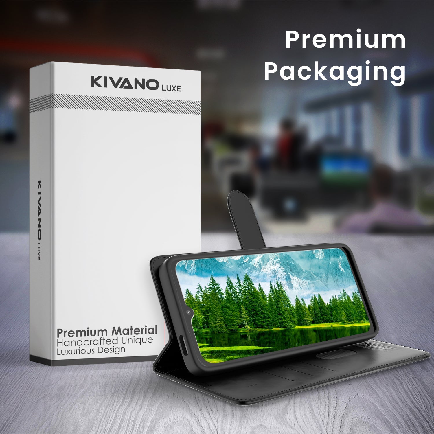 KIVANO LUXE?? Compatible with Realme 14 Pro 5G Artisanal Leather Wallet Case with Card Holder for Men Women, Magnetic Flip Folio Cover with Stand RFID Blocking Cell Case