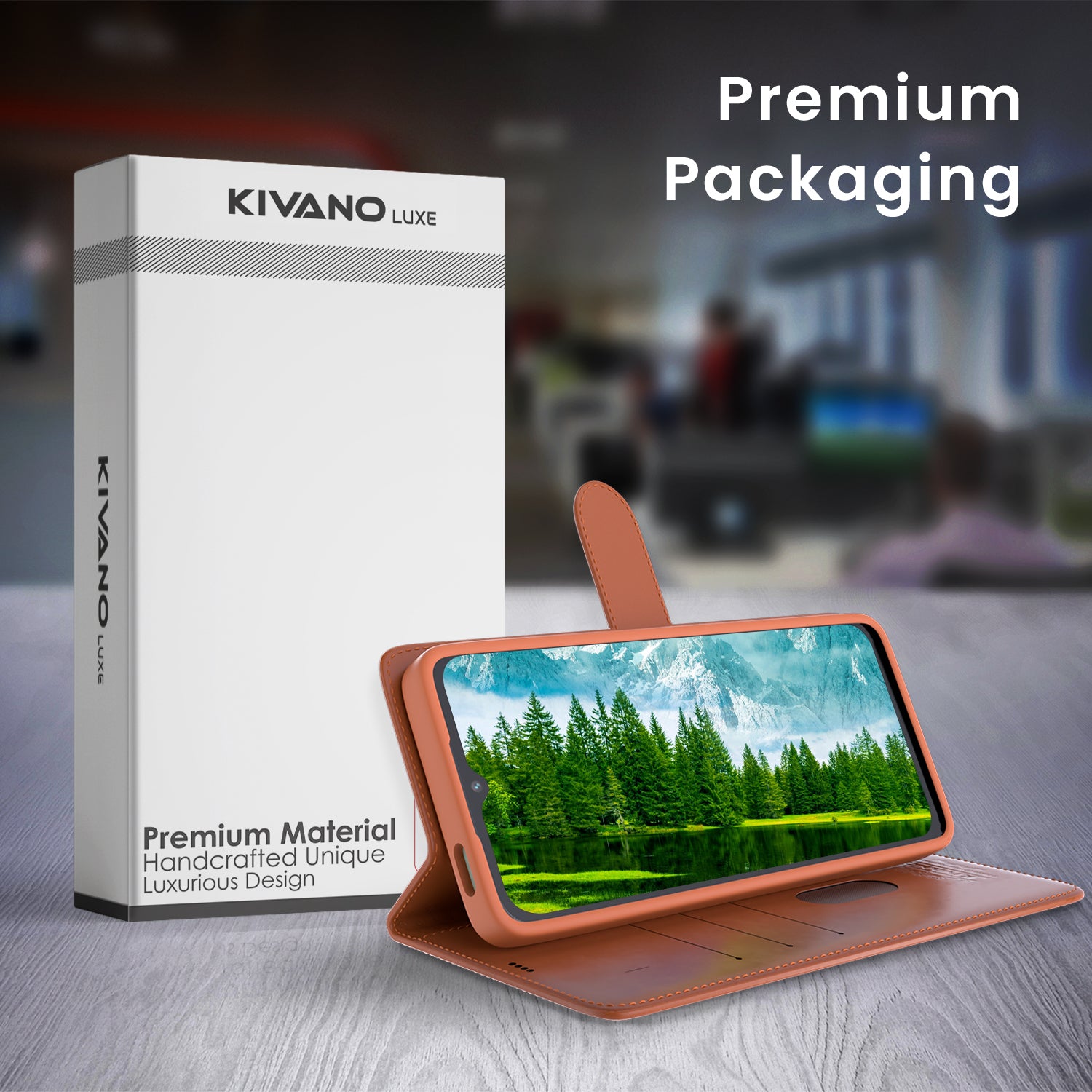 KIVANO LUXE® Compatible with Realme P3 Ultra 5G Artisanal Leather Wallet Case with Card Holder for Men Women, Magnetic Flip Folio Cover with Stand RFID Blocking Cell Case