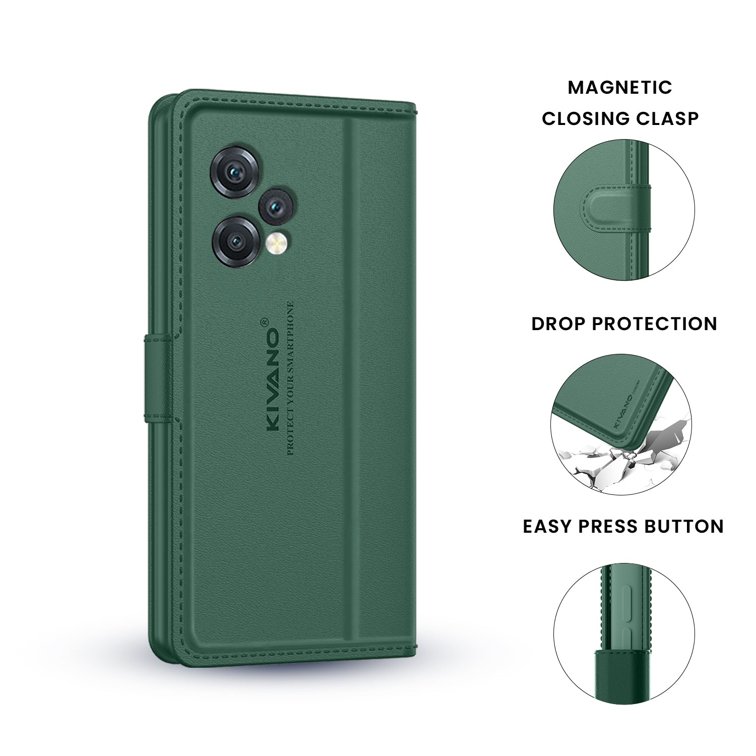 KIVANO LUXE® Compatible with Realme P3 Ultra 5G Artisanal Leather Wallet Case with Card Holder for Men Women, Magnetic Flip Folio Cover with Stand RFID Blocking Cell Case