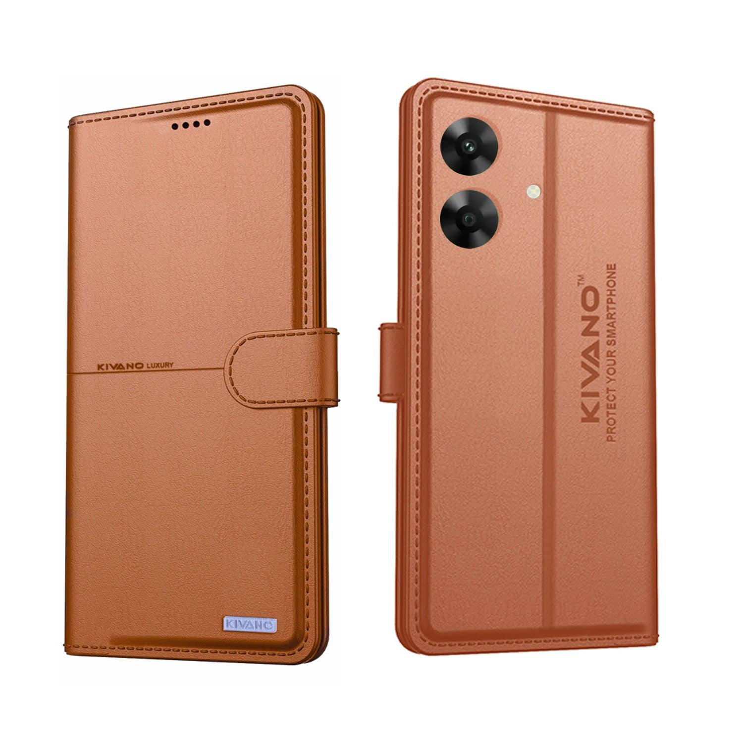 KIVANO Compatible with Realme C61 Flip Cover | Leather Finish | Inside Pockets & Inbuilt Stand | Shockproof Wallet Style Magnetic Closure Back Cover Case - Aibex