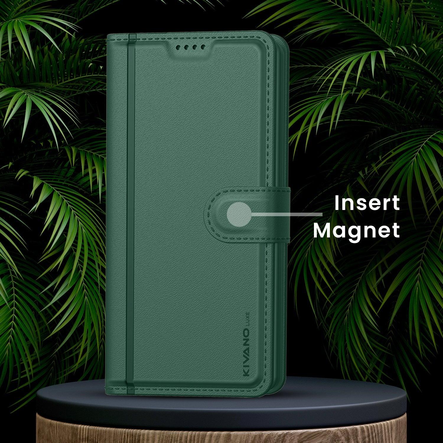 Leather Wallet Case for Vivo Y18 4G Stylish Flip Cover with Card Holder, Stand -KIVANO LUXE - Aibex