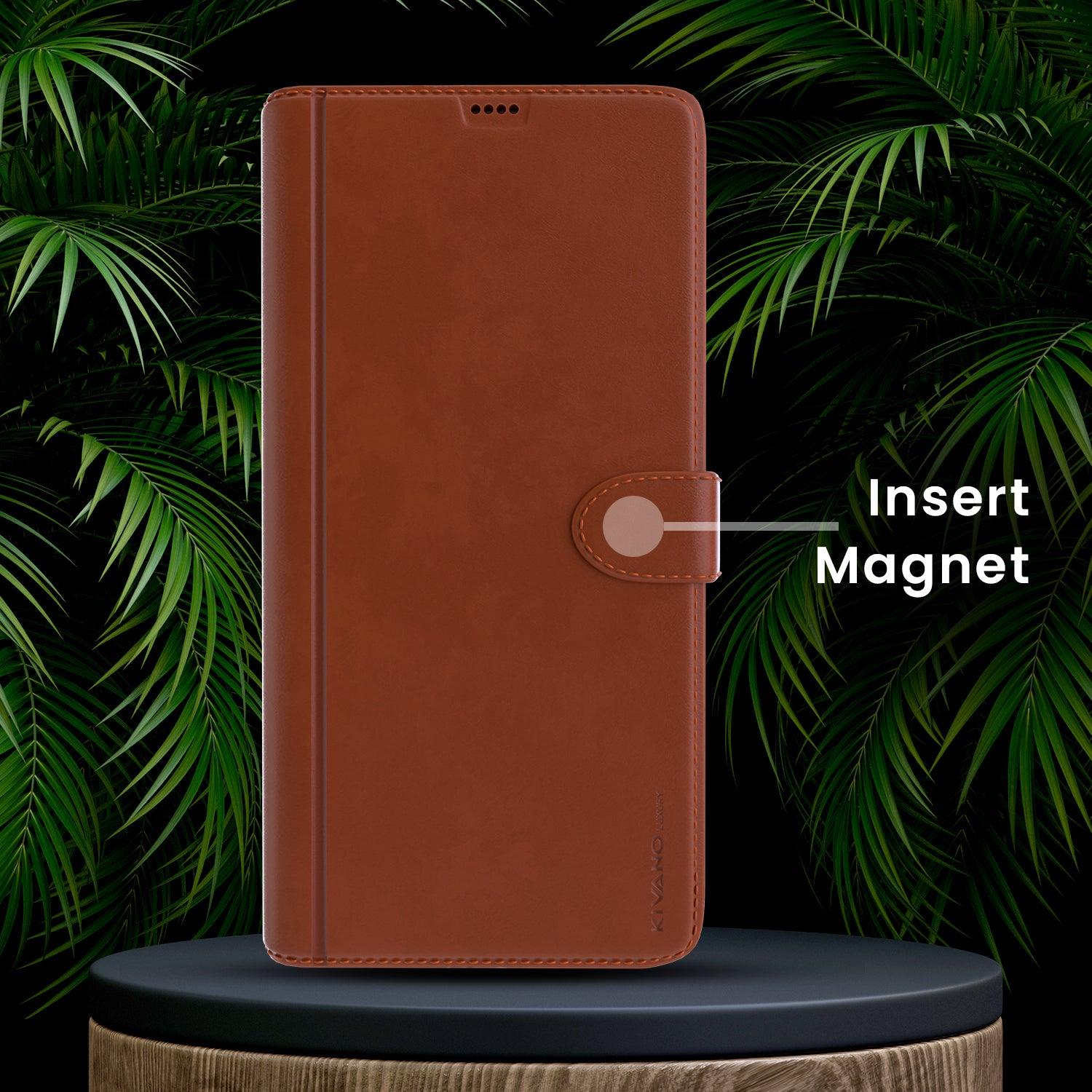 Leather Wallet Case for Vivo Y28S 5g ?Stylish Flip Folio Cover with Card Holder, Stand -KIVANO LUXE - Aibex