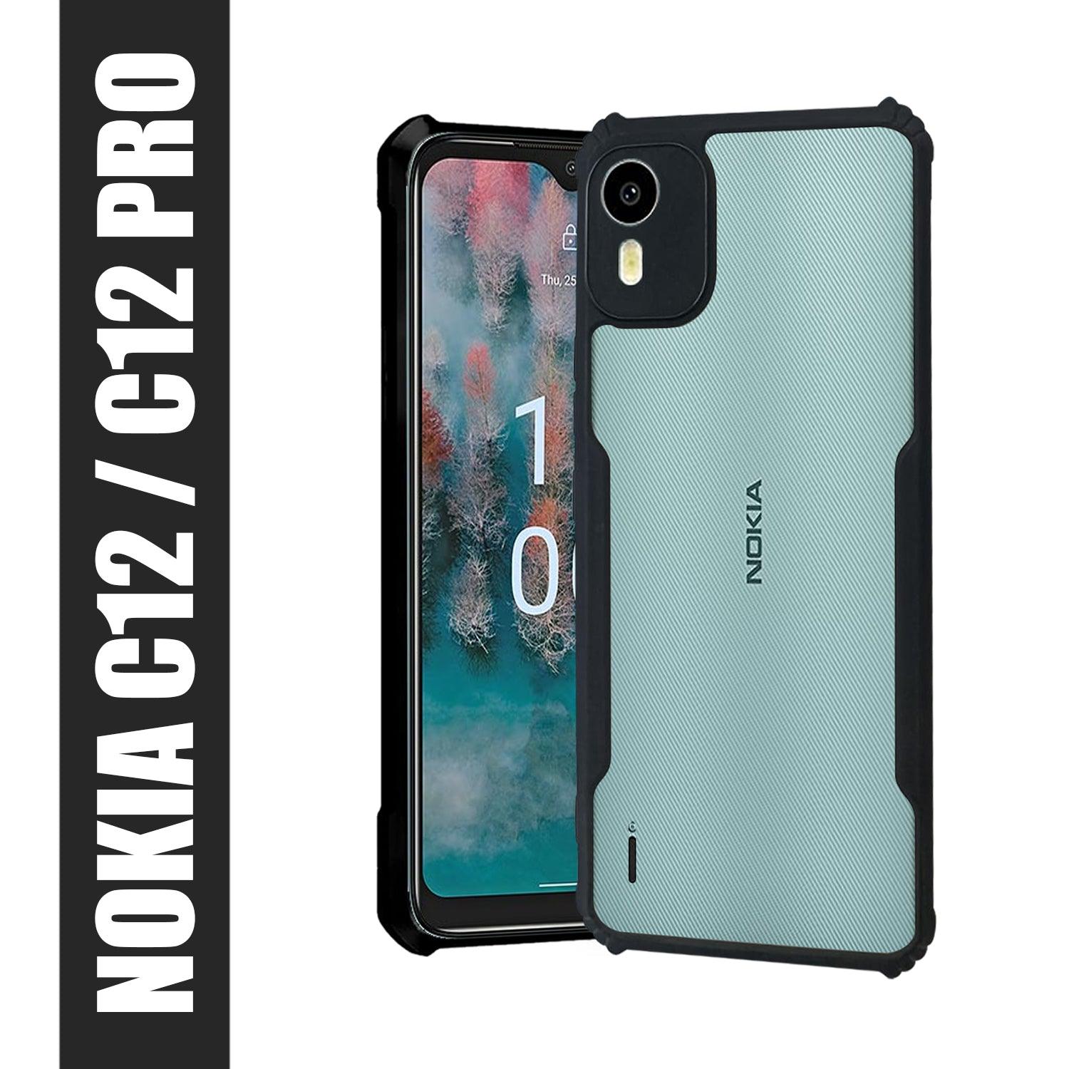 AIBEX Crystal Clear Back Cover Case for Nokia C12 | Shock Proof Design | Transparent Back Cover Case - Aibex