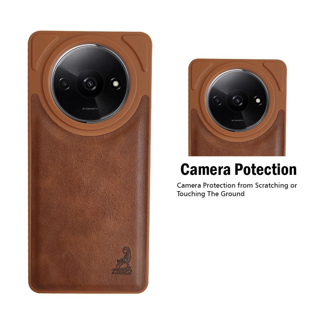 Aibex Shield Back Cover For Poco C61 / Xiaomi Redmi A3 | Vegan Leather - Aibex