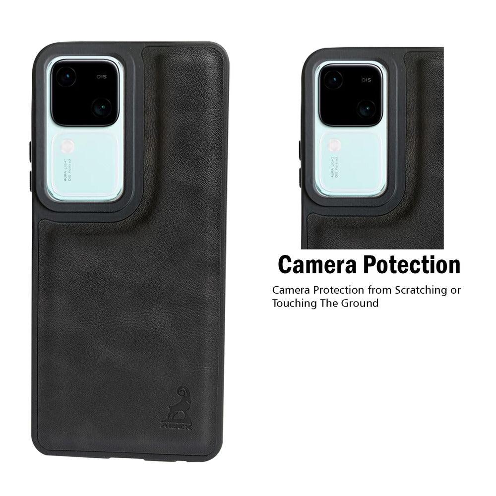 Aibex Shield Back Cover For Vivo V30 5G / Vivo V30 Pro 5G | Vegan Leather - Aibex
