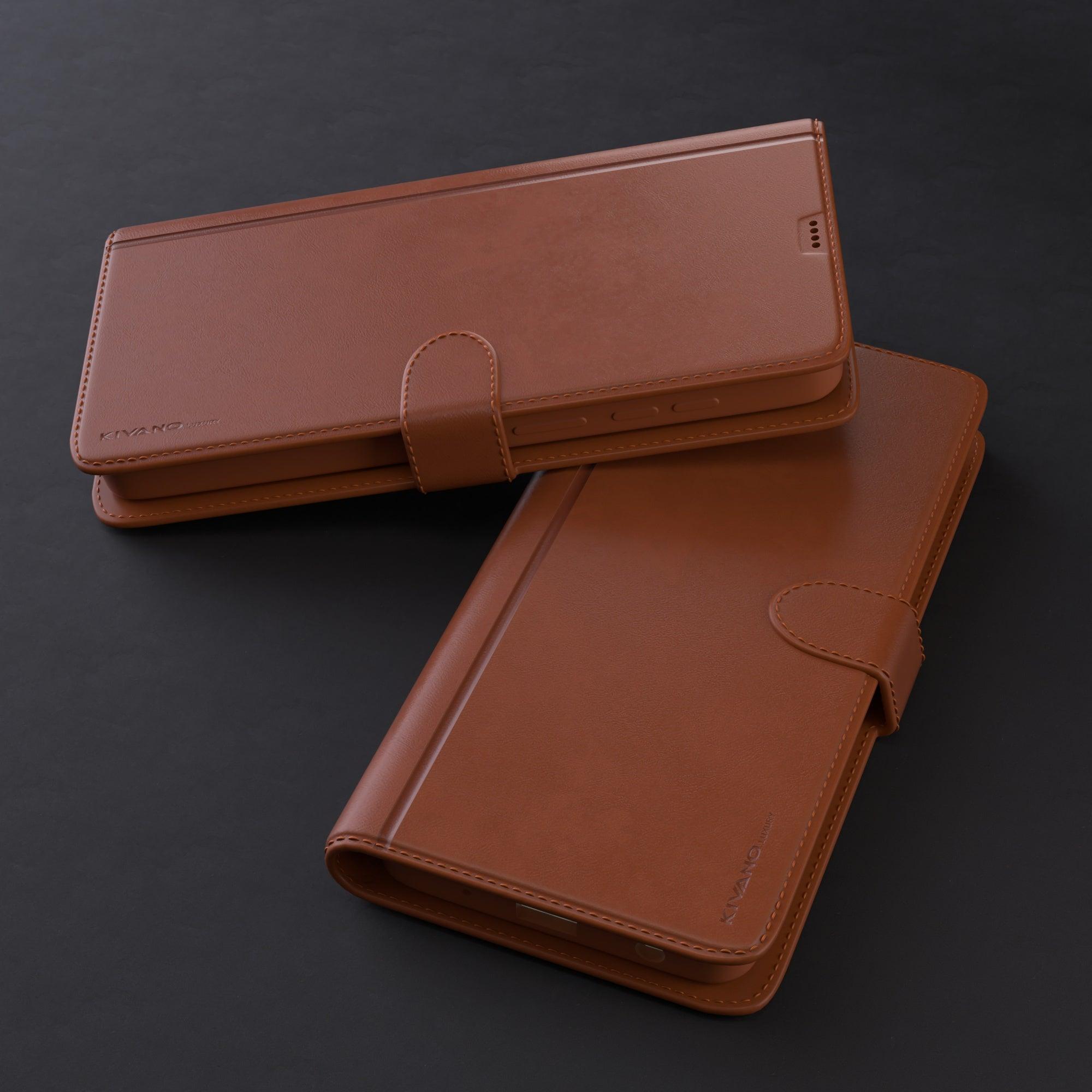 Leather Wallet Case for Oppo Reno 12 5G Stylish Flip Folio Cover with Card Holder, Stand -KIVANO LUXE - Aibex
