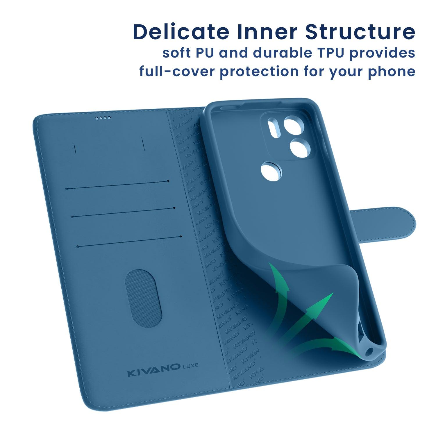 Leather Wallet Case for Realme Narzo N63 5g ?Stylish Flip Folio Cover with Card Holder, Stand -KIVANO LUXE - Aibex