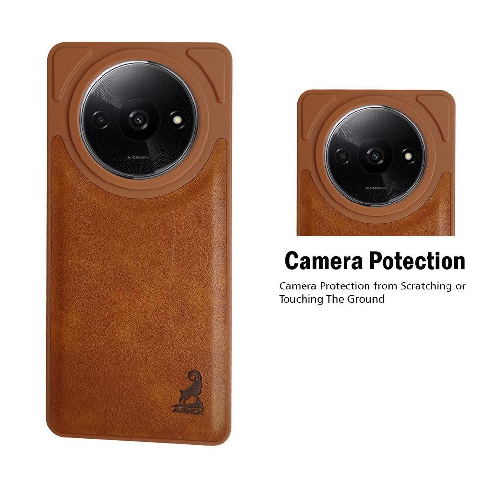 Aibex Shield Back Cover For Poco C61 / Xiaomi Redmi A3 | Vegan Leather - Aibex