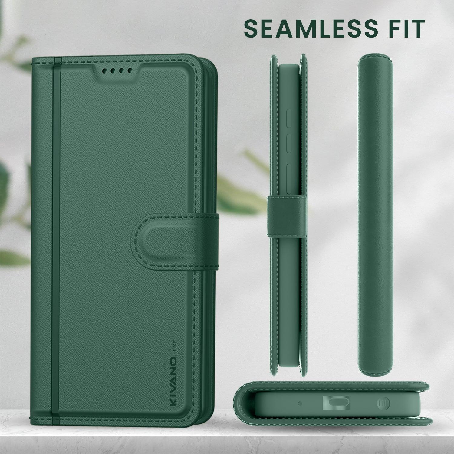 Leather Wallet Case for Vivo Y75 5G Stylish Flip Cover with Card Holder, Stand -KIVANO LUXE - Aibex
