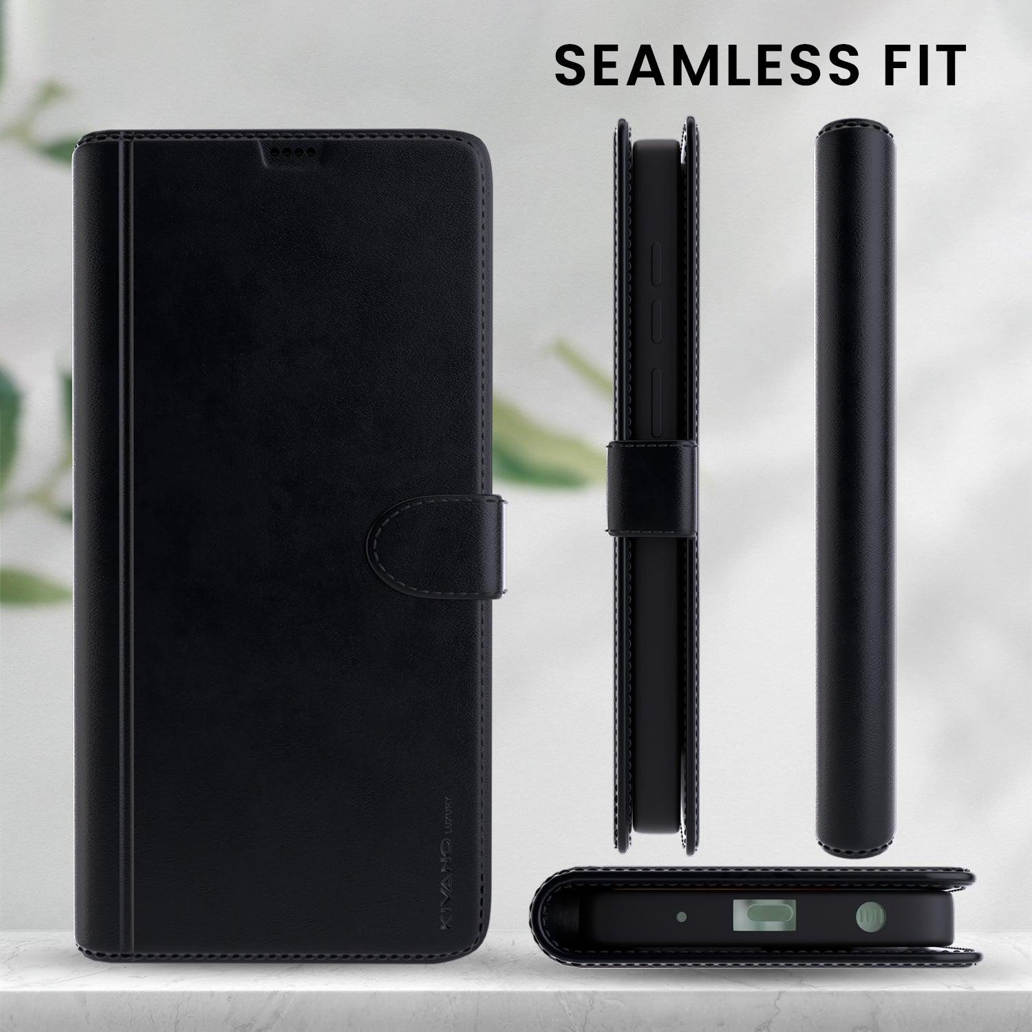 Leather Wallet Case for Vivo Y28S 5g ?Stylish Flip Folio Cover with Card Holder, Stand -KIVANO LUXE - Aibex