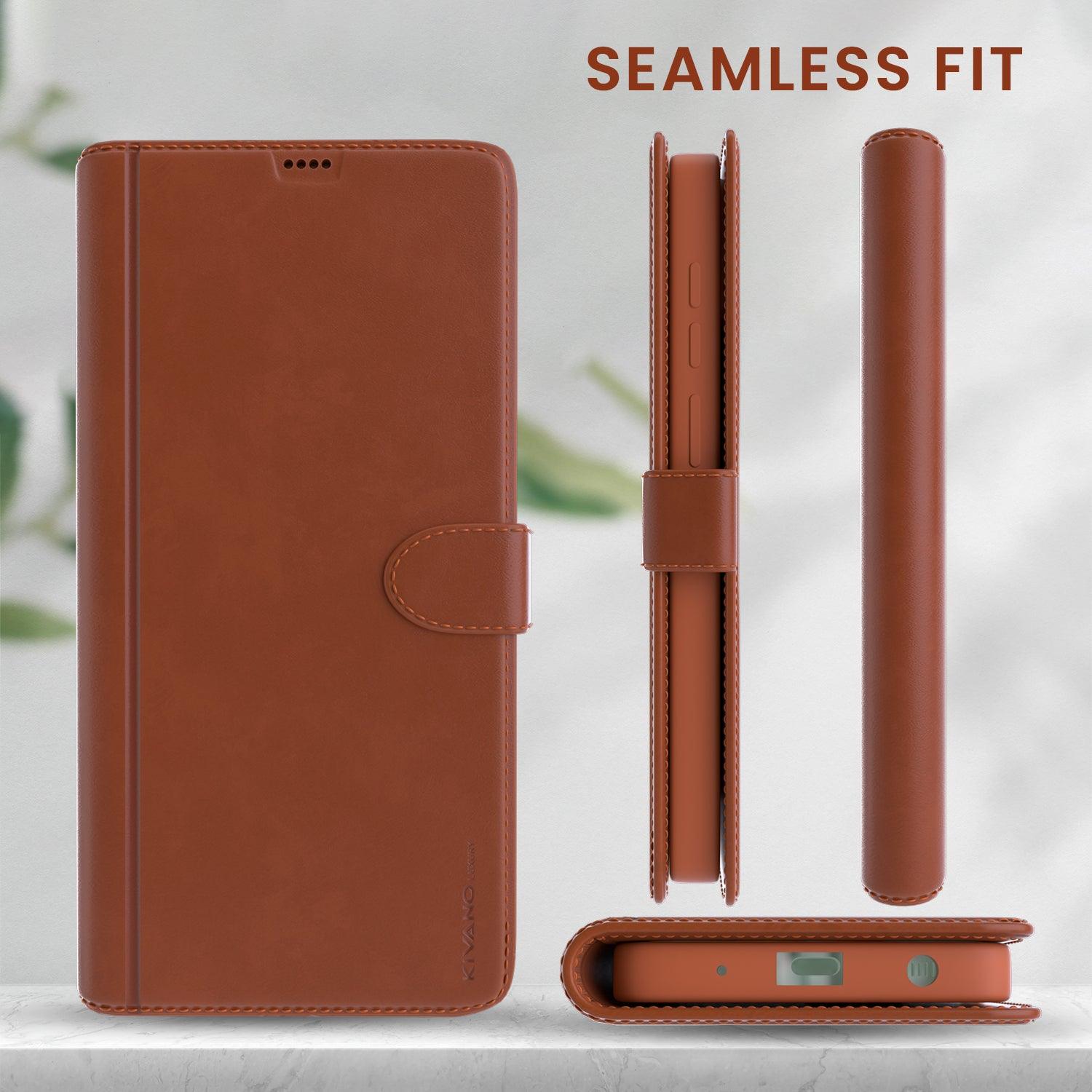 Leather Wallet Case for Vivo Y28S 5g ?Stylish Flip Folio Cover with Card Holder, Stand -KIVANO LUXE - Aibex