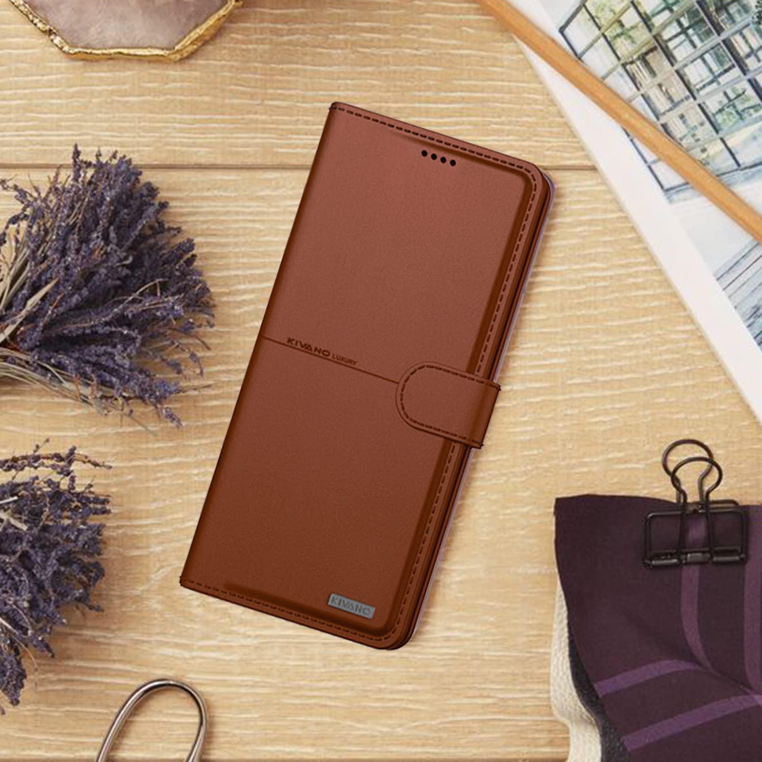 KIVANO Compatible with Realme C61 Flip Cover | Leather Finish | Inside Pockets & Inbuilt Stand | Shockproof Wallet Style Magnetic Closure Back Cover Case - Aibex