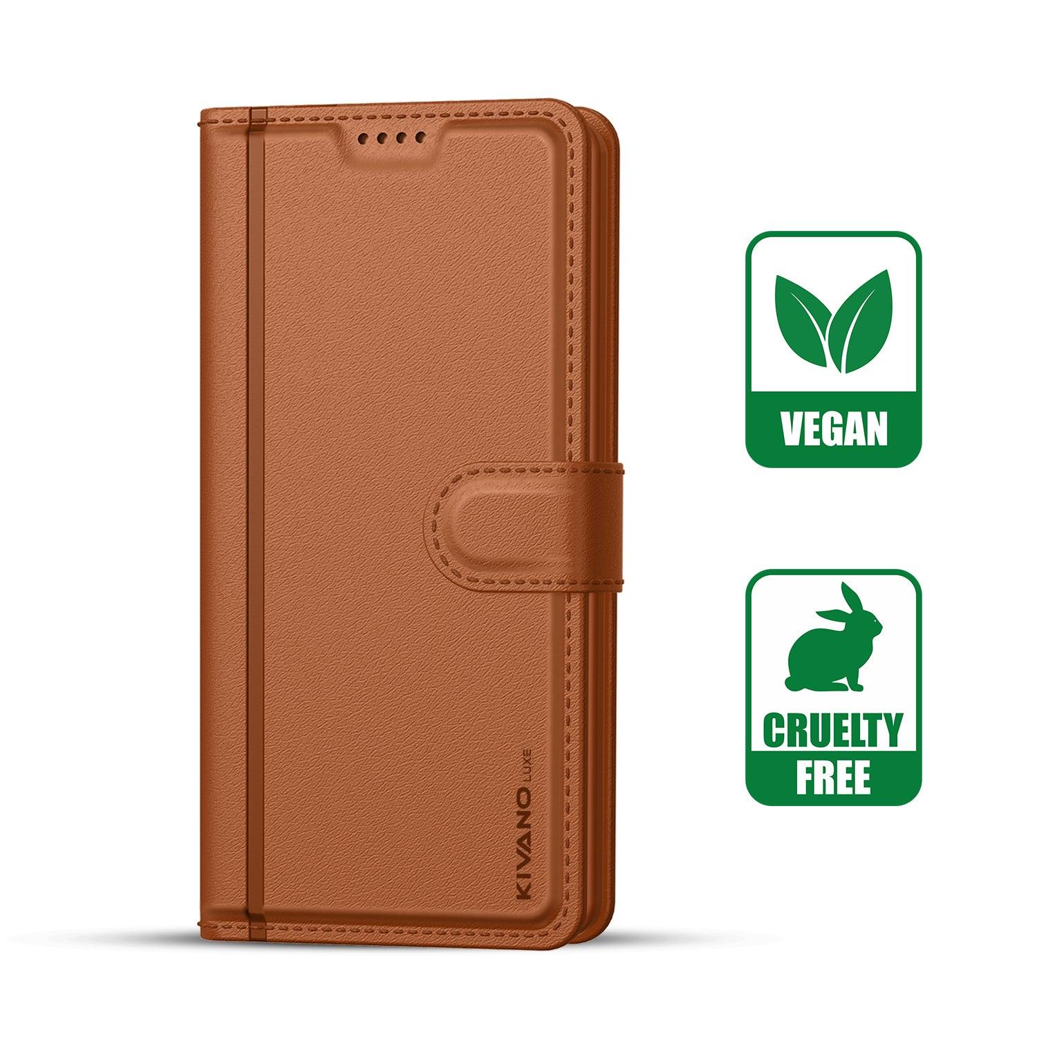 Leather Wallet Case for Vivo Y58 5G ?Stylish Flip Folio Cover with Card Holder, Stand -KIVANO LUXE - Aibex