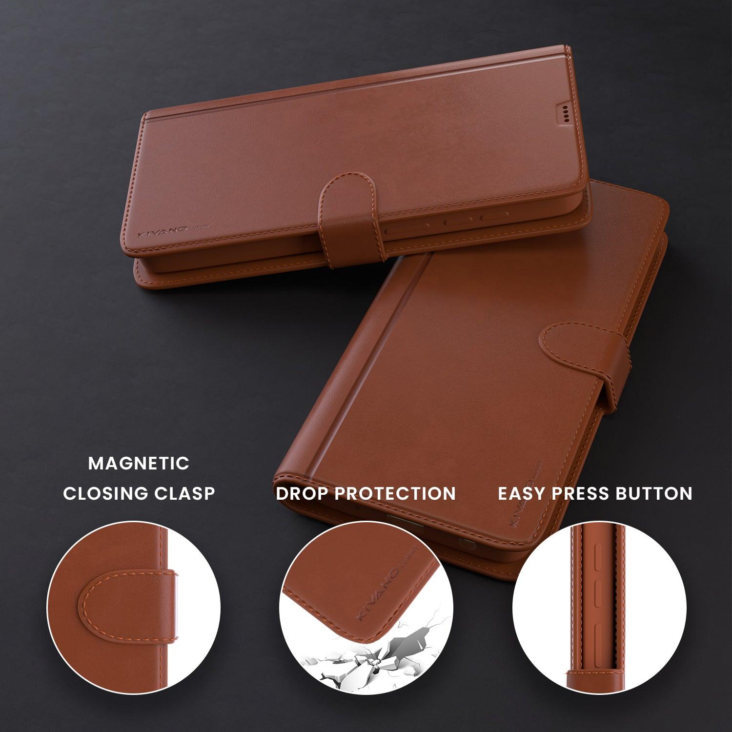 Leather Wallet Case for oneplus nord ce 4 lite Stylish Flip Folio Cover with Card Holder, Stand -KIVANO LUXE - Aibex