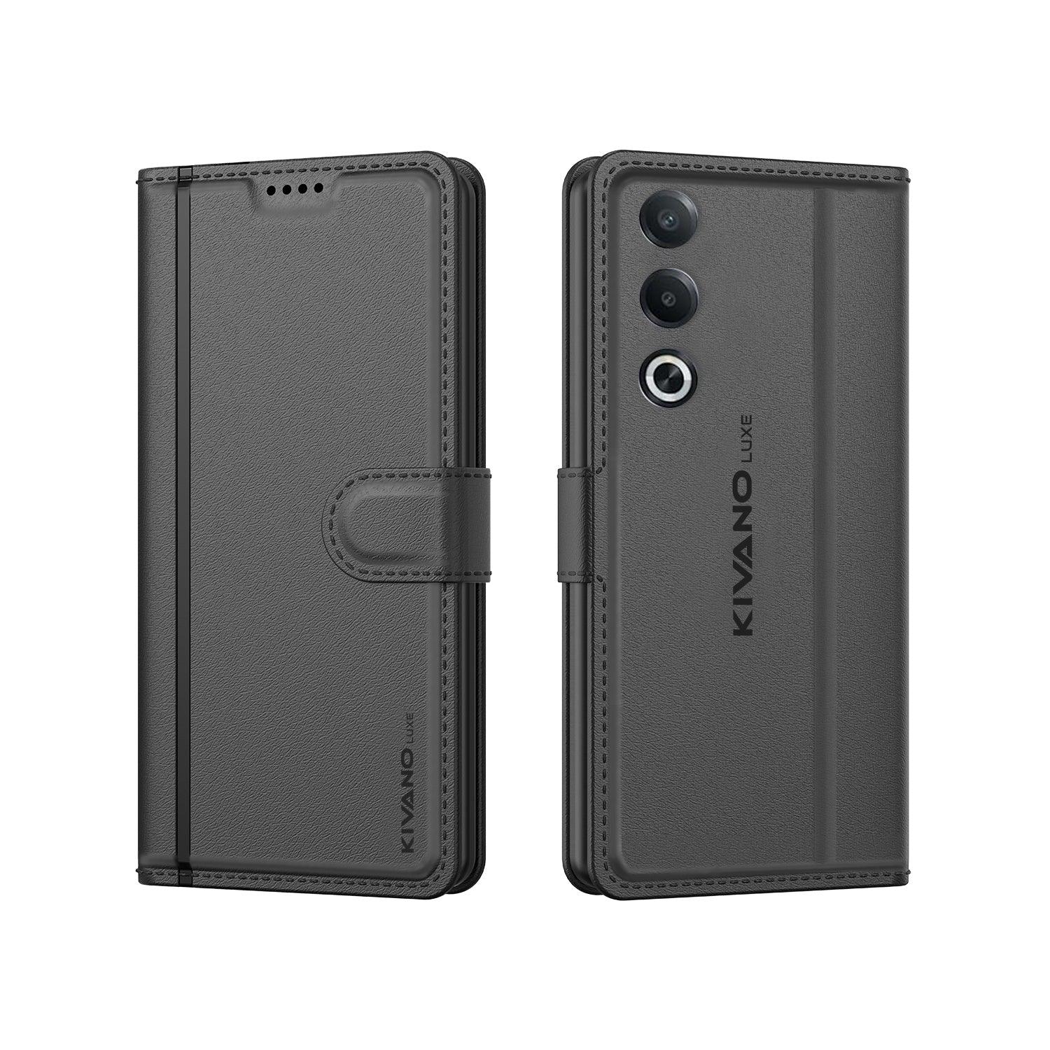 Leather Wallet Case for Oppo a3 Pro Stylish Flip Folio Cover with Card Holder, Stand -KIVANO LUXE - Aibex