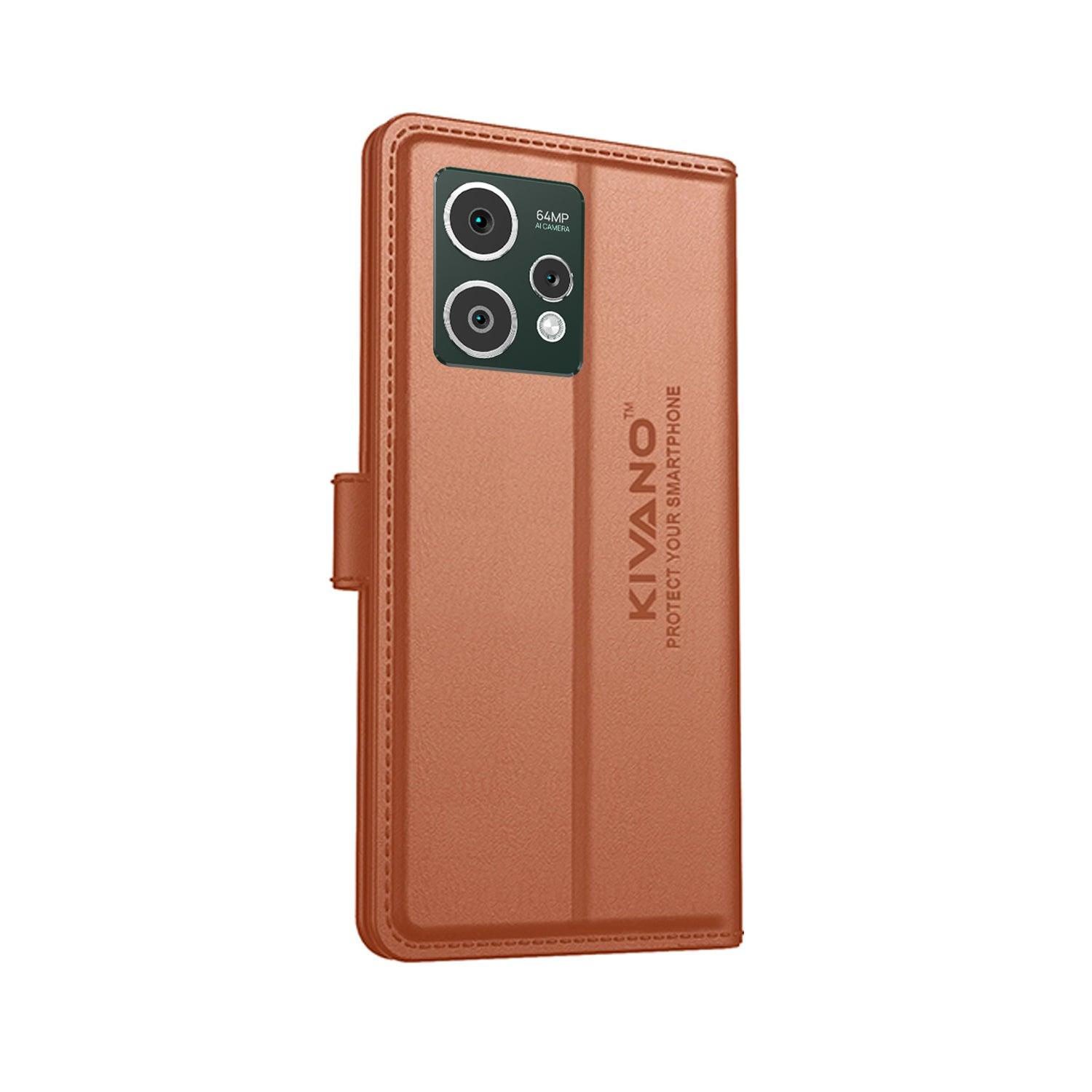 Leather Wallet Case for Oppo A3 5G Stylish Flip Folio Cover with Card Holder, Stand -KIVANO LUXE - Aibex