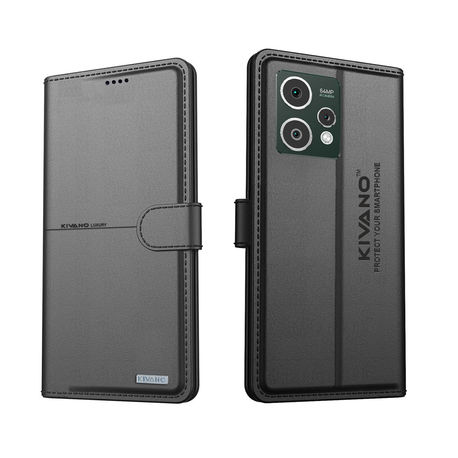 Leather Wallet Case for Oppo A3 5G Stylish Flip Folio Cover with Card Holder, Stand -KIVANO LUXE - Aibex