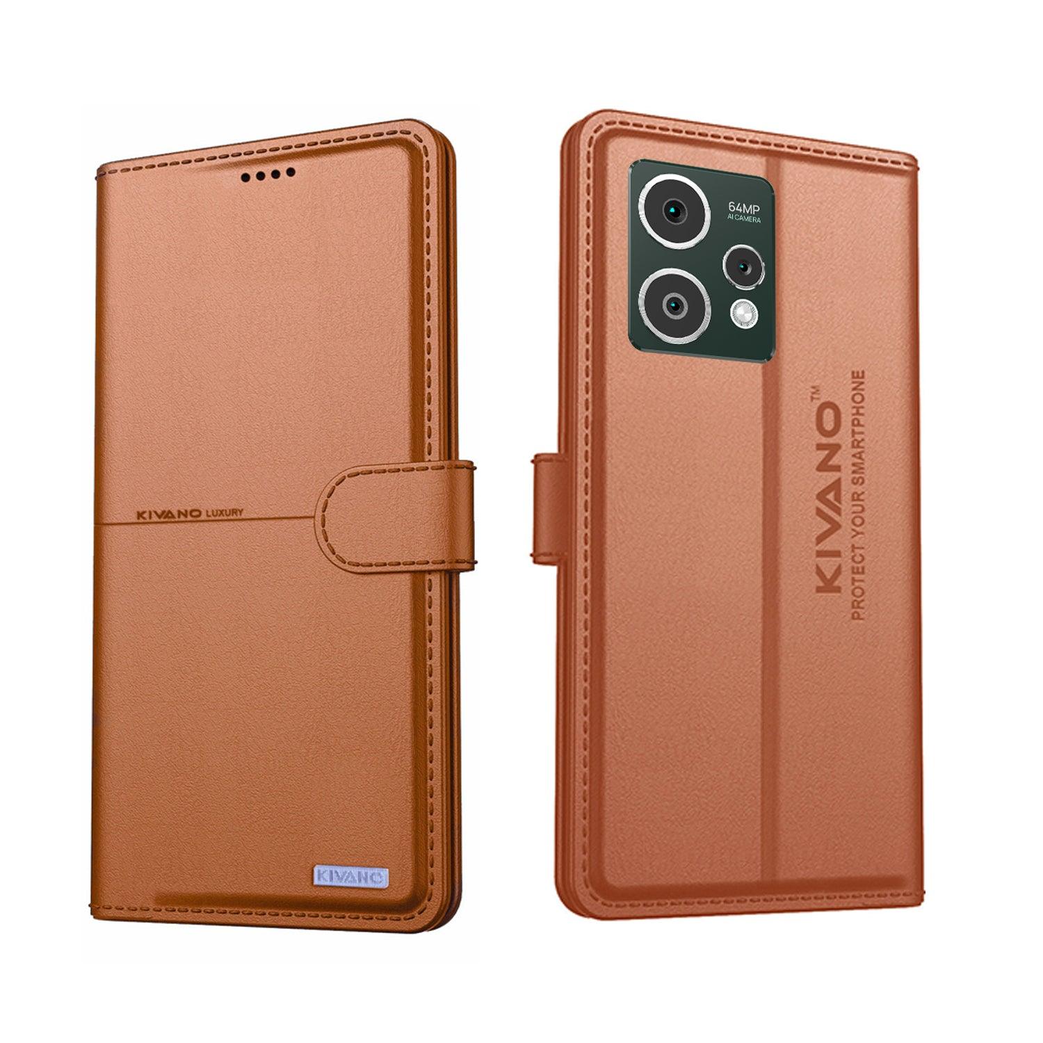 Leather Wallet Case for Oppo A3 5G Stylish Flip Folio Cover with Card Holder, Stand -KIVANO LUXE - Aibex