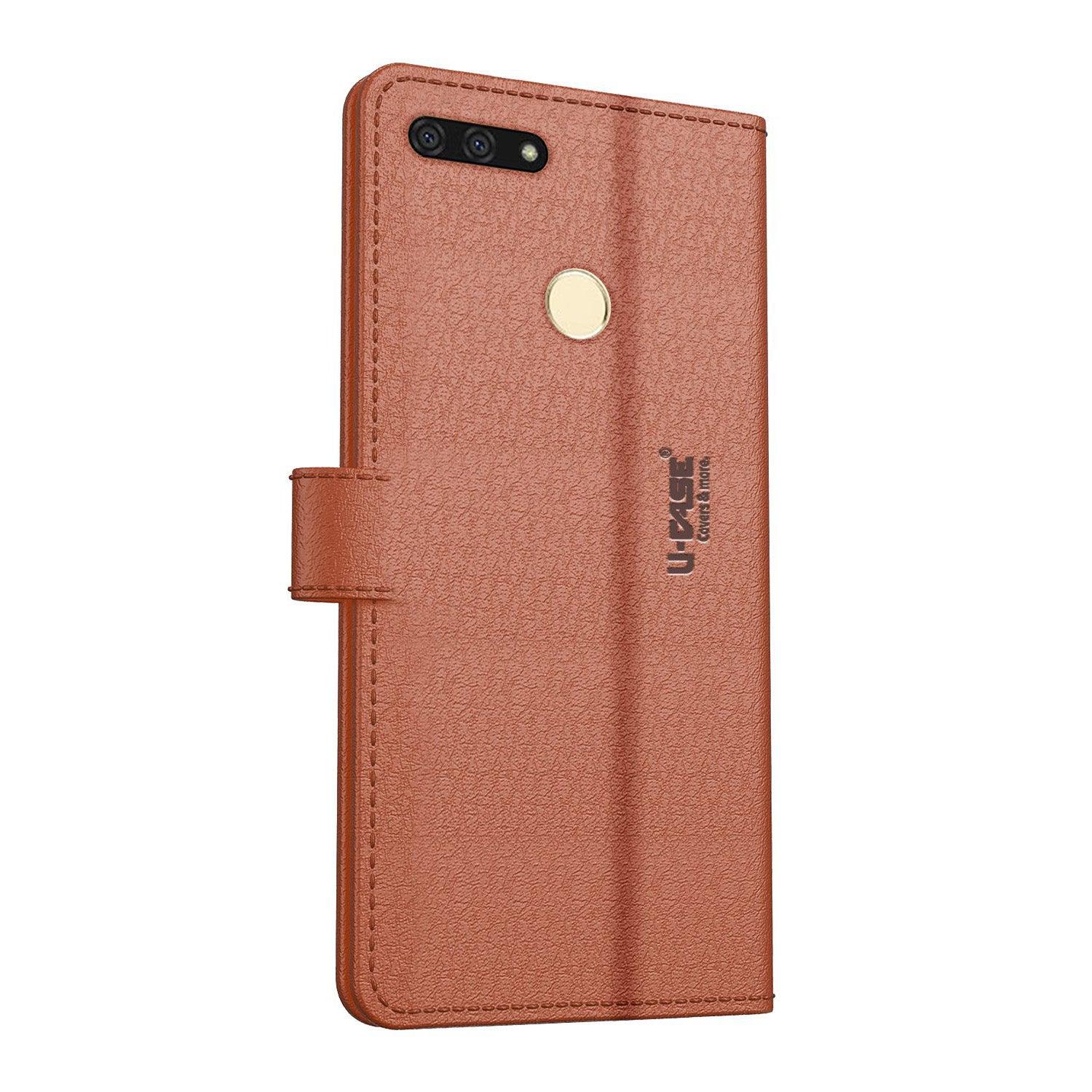 U-CASE Flip Cover for Huawei Honor 7A Vegan Foldable Stand & Pocket Magnetic Closure - Aibex