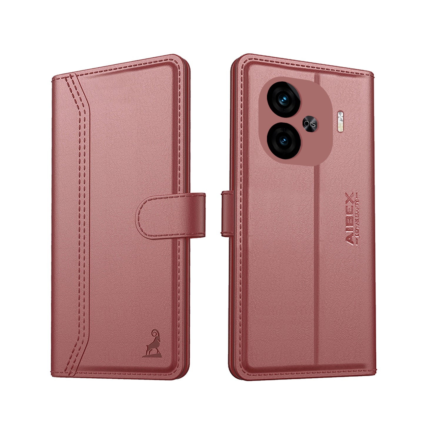 iQOO Neo 10R 5G Aibex PU Leather Flip Cover Brown 2