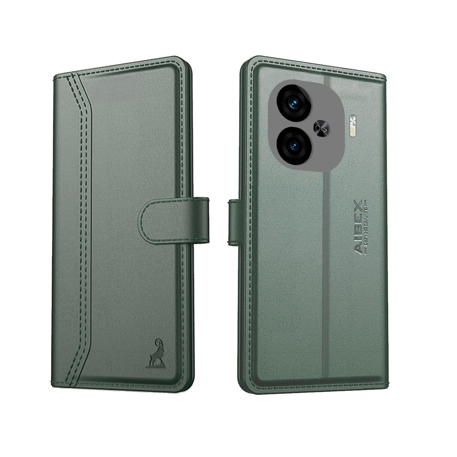 iQOO Neo 10R 5G Aibex PU Leather Flip Cover Green 2