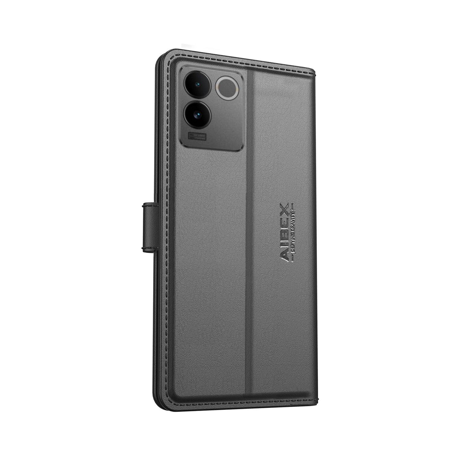 IQOO Z7 Pro 5G / Vivo T2 Pro 5G Aibex PU Leather Flip Cover Foldable Stand & Pocket Magnetic Closure - Aibex