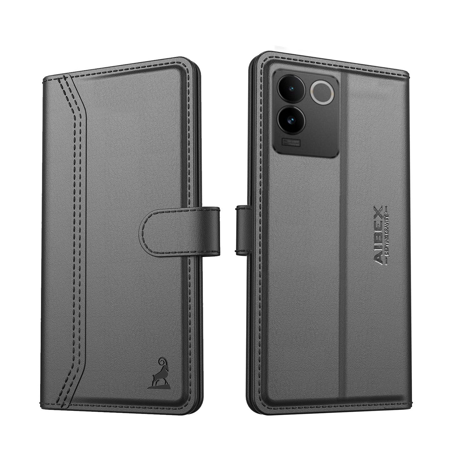 IQOO Z7 Pro 5G / Vivo T2 Pro 5G Aibex PU Leather Flip Cover Foldable Stand & Pocket Magnetic Closure - Aibex