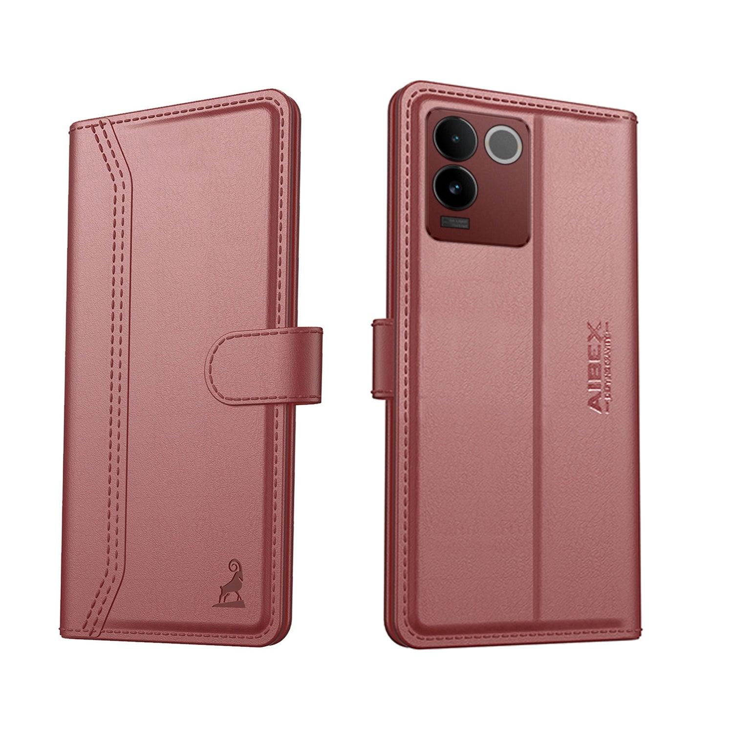 IQOO Z7 Pro 5G / Vivo T2 Pro 5G Aibex PU Leather Flip Cover Foldable Stand & Pocket Magnetic Closure - Aibex