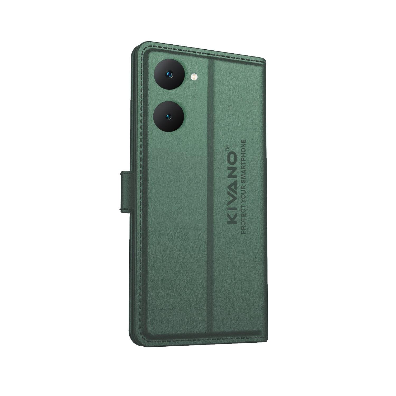 KIVANO Compatible with Iqoo z9 lite 5G Flip Cover | Leather Finish | Inside Pockets & Inbuilt Stand | Shockproof Wallet Style Magnetic Closure Back Cover Case - Aibex