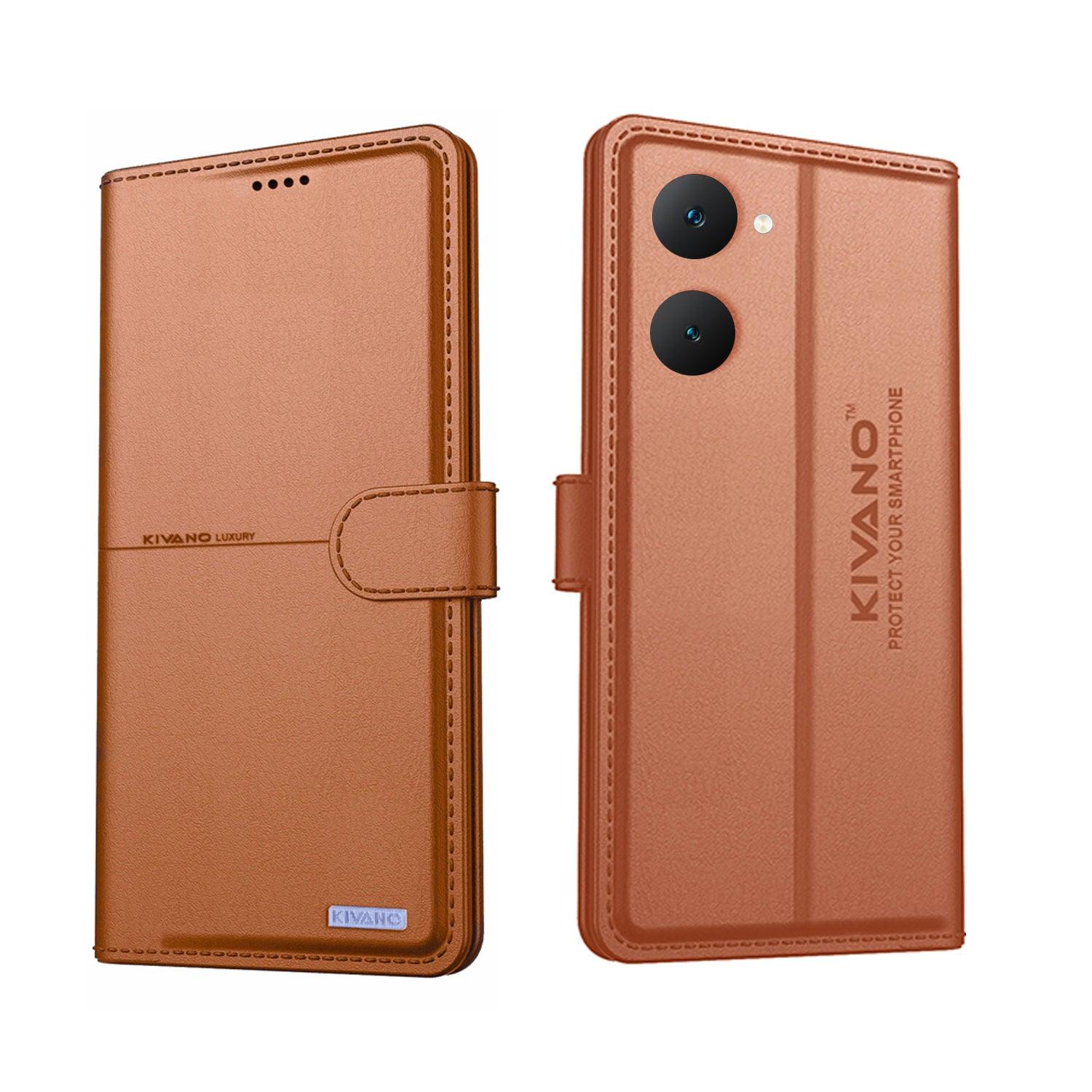KIVANO Compatible with Vivo y18 Flip Cover | Leather Finish | Inside Pockets & Inbuilt Stand | Shockproof Wallet Style Magnetic Closure Back Cover Case - Aibex