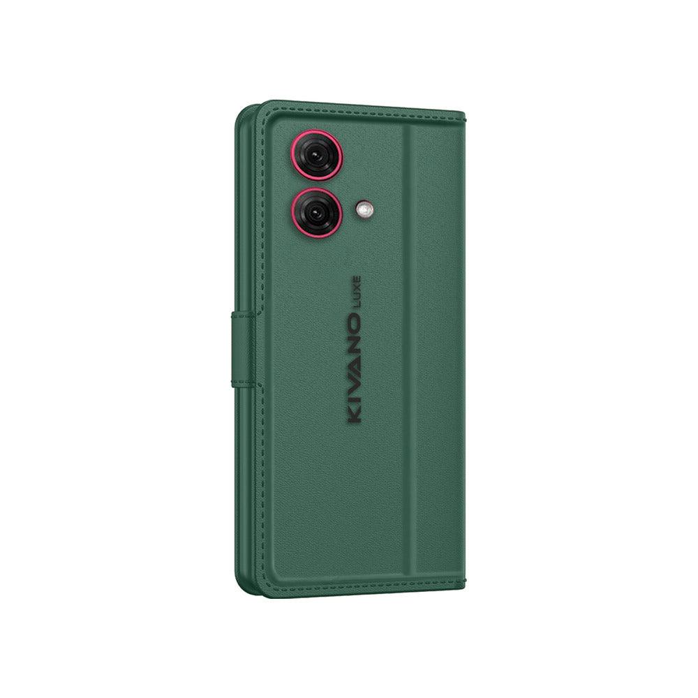 Leather Wallet Case for Motorola G84 Stylish Flip Folio Cover with Card Holder, Stand -KIVANO LUXE - Aibex