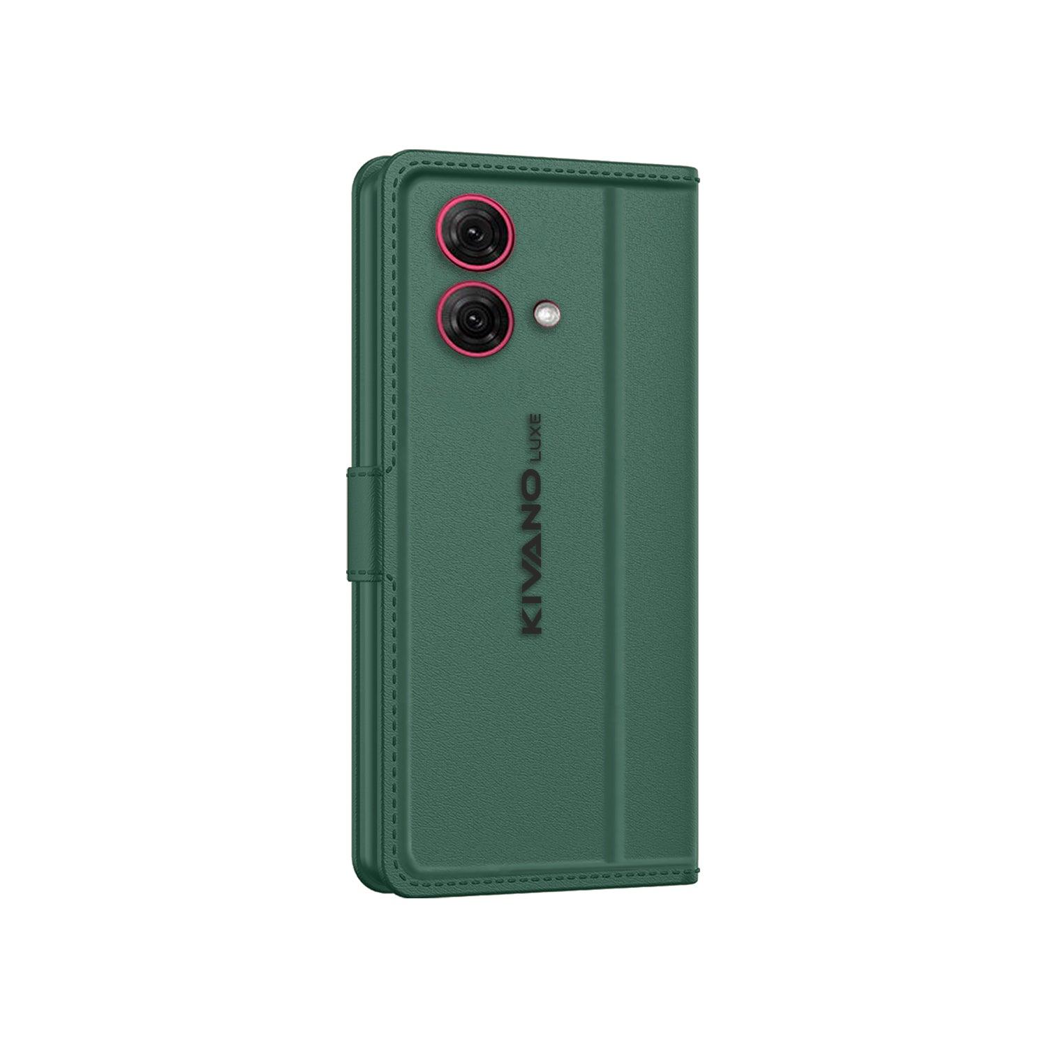 Leather Wallet Case for Motorola G85 Stylish Flip Folio Cover with Card Holder, Stand -KIVANO LUXE - Aibex