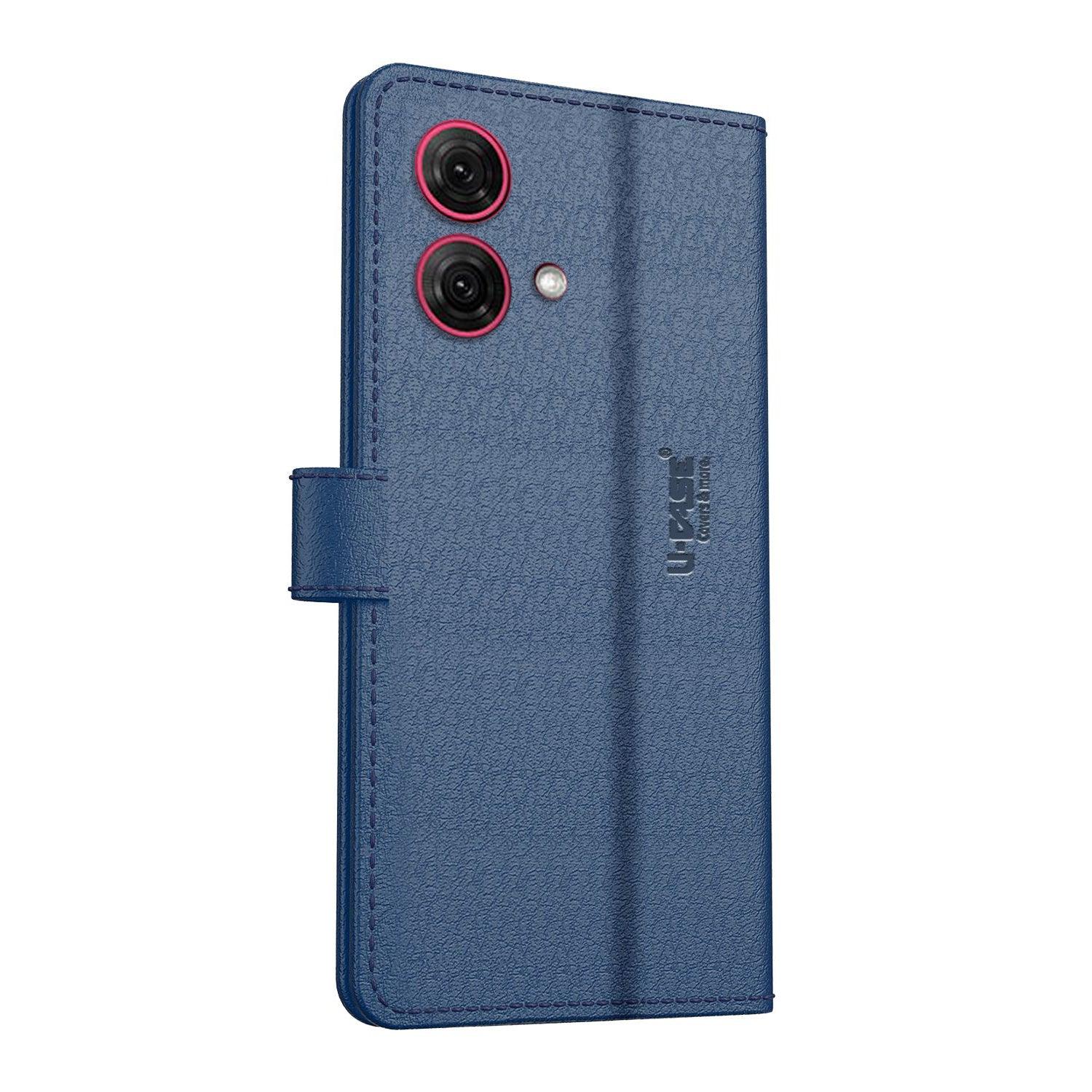 U-CASE Magnetic Flip Cover for Motorola G45 5G Vegan Foldable Stand & Pocket Magnetic Closure - Aibex