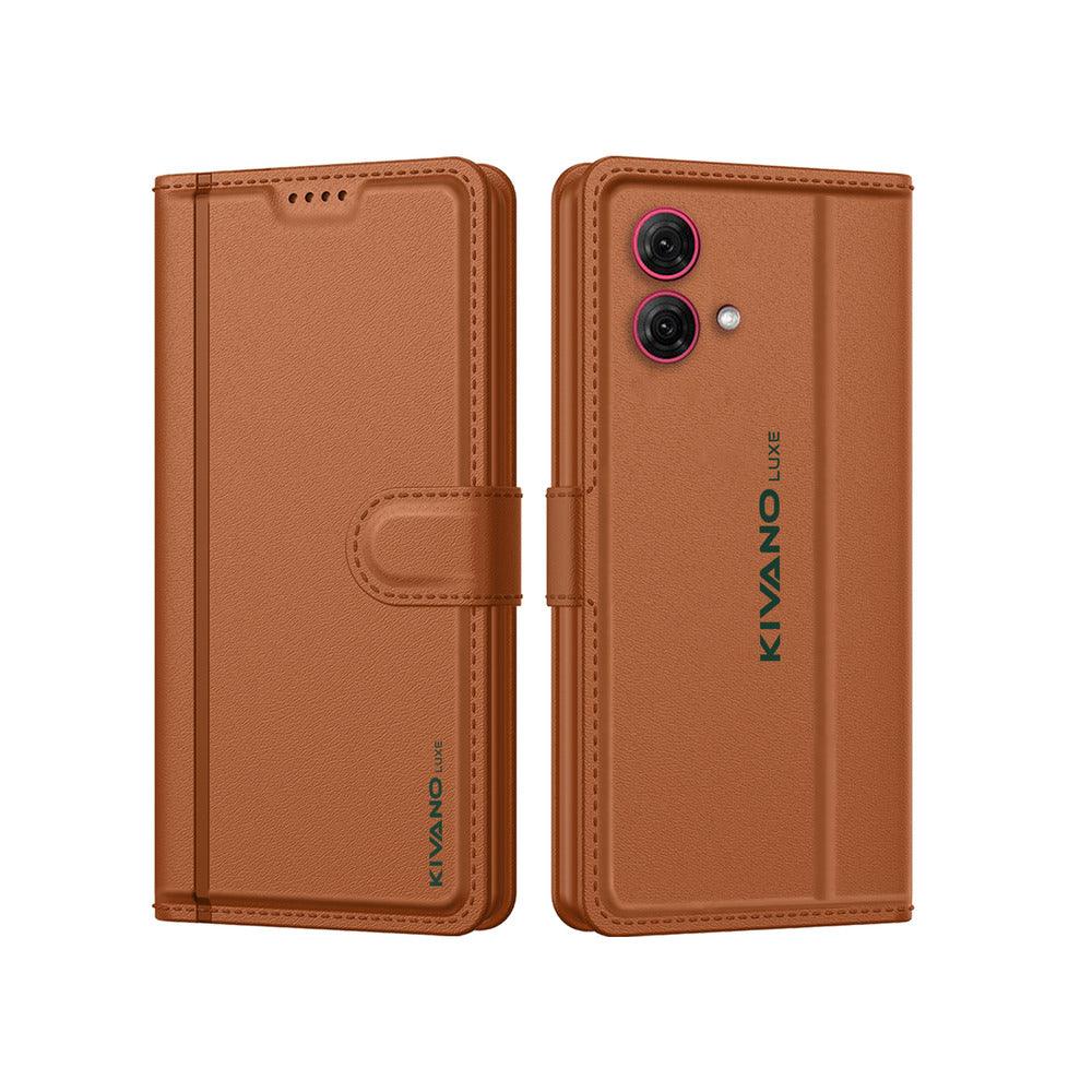 Leather Wallet Case for Motorola G84 Stylish Flip Folio Cover with Card Holder, Stand -KIVANO LUXE - Aibex