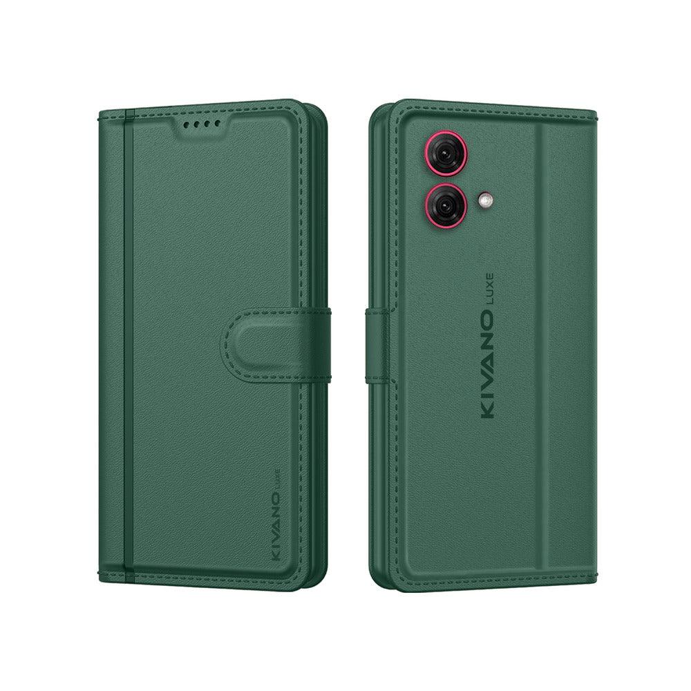 Leather Wallet Case for Motorola G84 Stylish Flip Folio Cover with Card Holder, Stand -KIVANO LUXE - Aibex