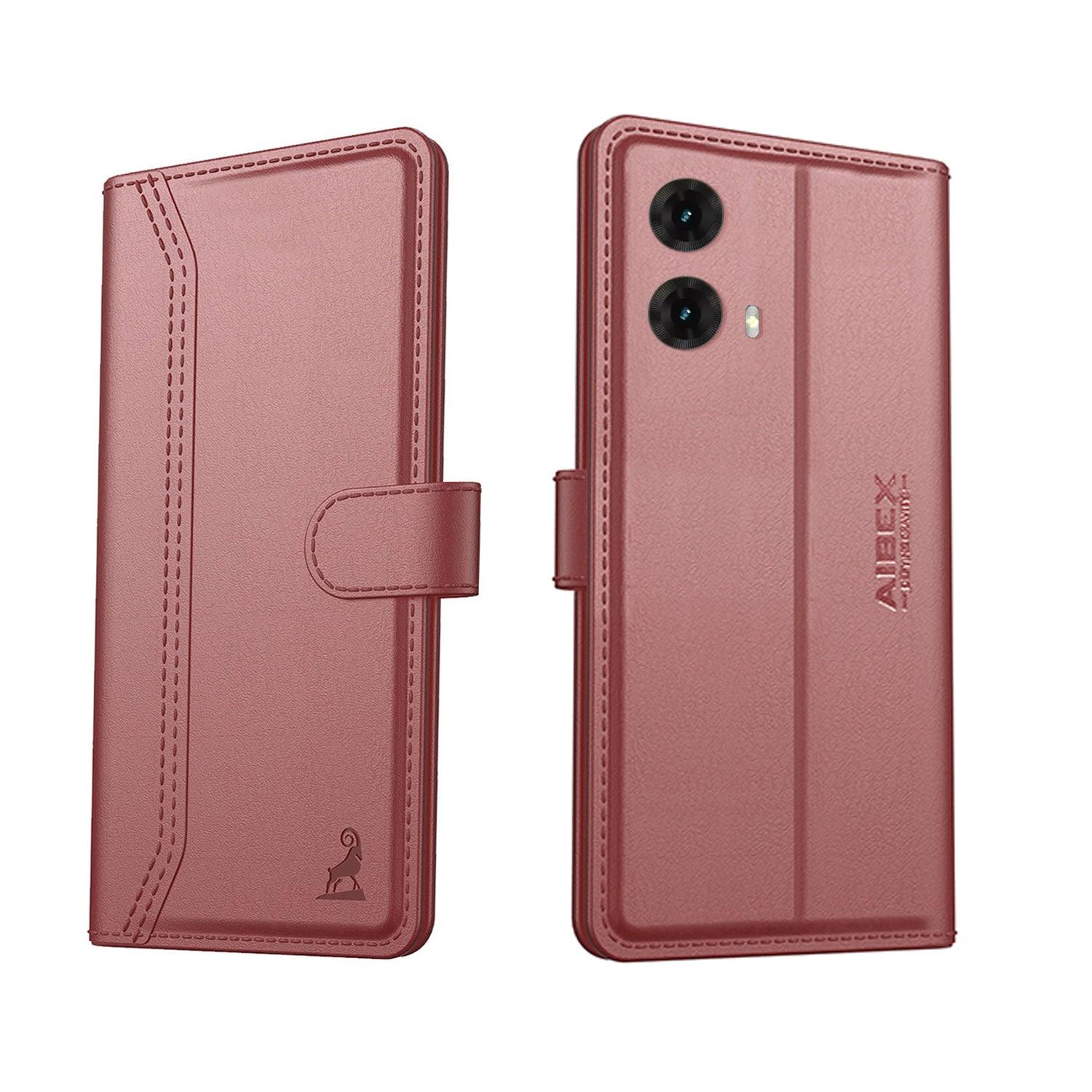 Motorola G85 Aibex PU Leather Flip Cover Foldable Stand & Pocket Magnetic Closure - Aibex