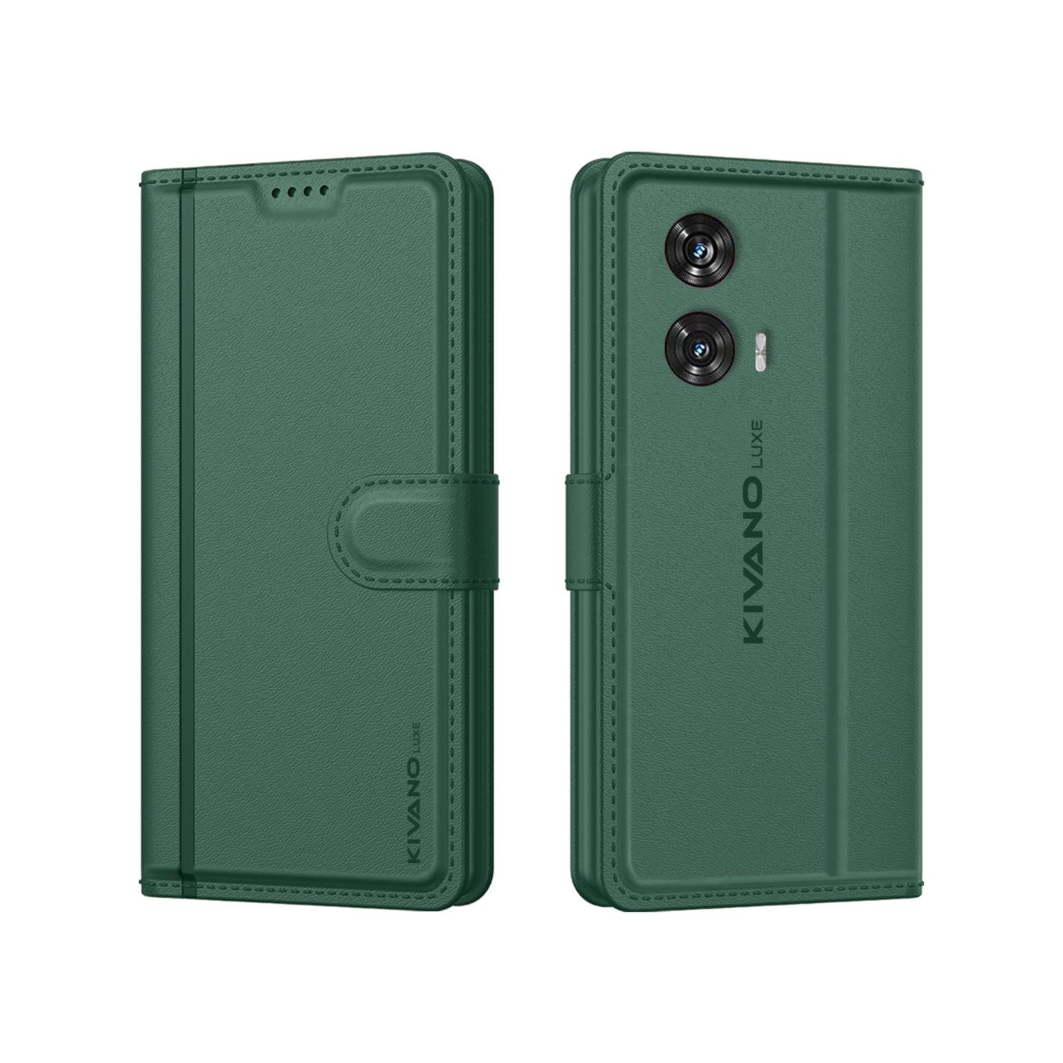Leather Wallet Case for Motorola edge 50 fusion ?Stylish Flip Folio Cover with Card Holder, Stand -KIVANO LUXE - Aibex