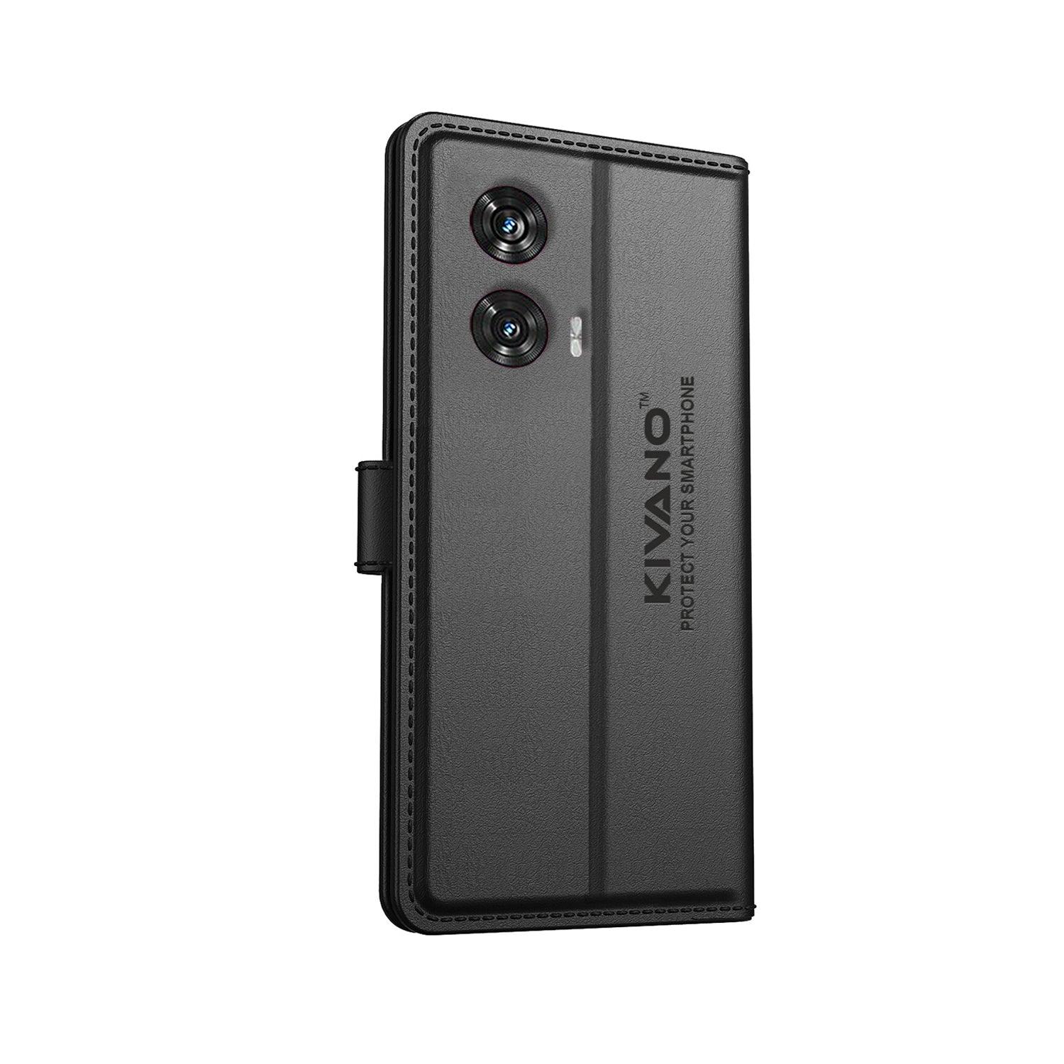 Kivano Compatible with Motorola edge 50 fusion Flip Cover | Leather Finish | Inside Pockets & Inbuilt Stand - Aibex