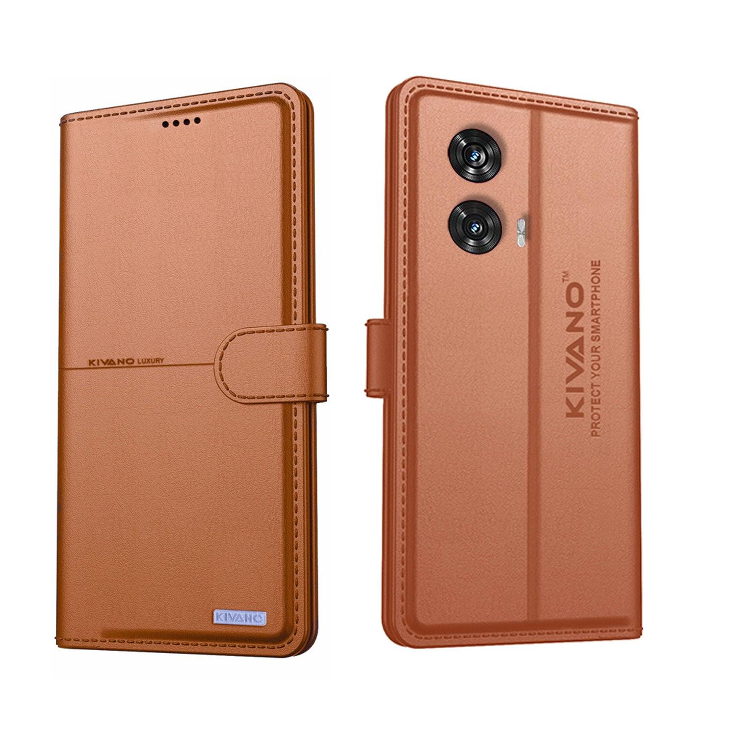 Kivano Compatible with Motorola edge 50 fusion Flip Cover | Leather Finish | Inside Pockets & Inbuilt Stand - Aibex