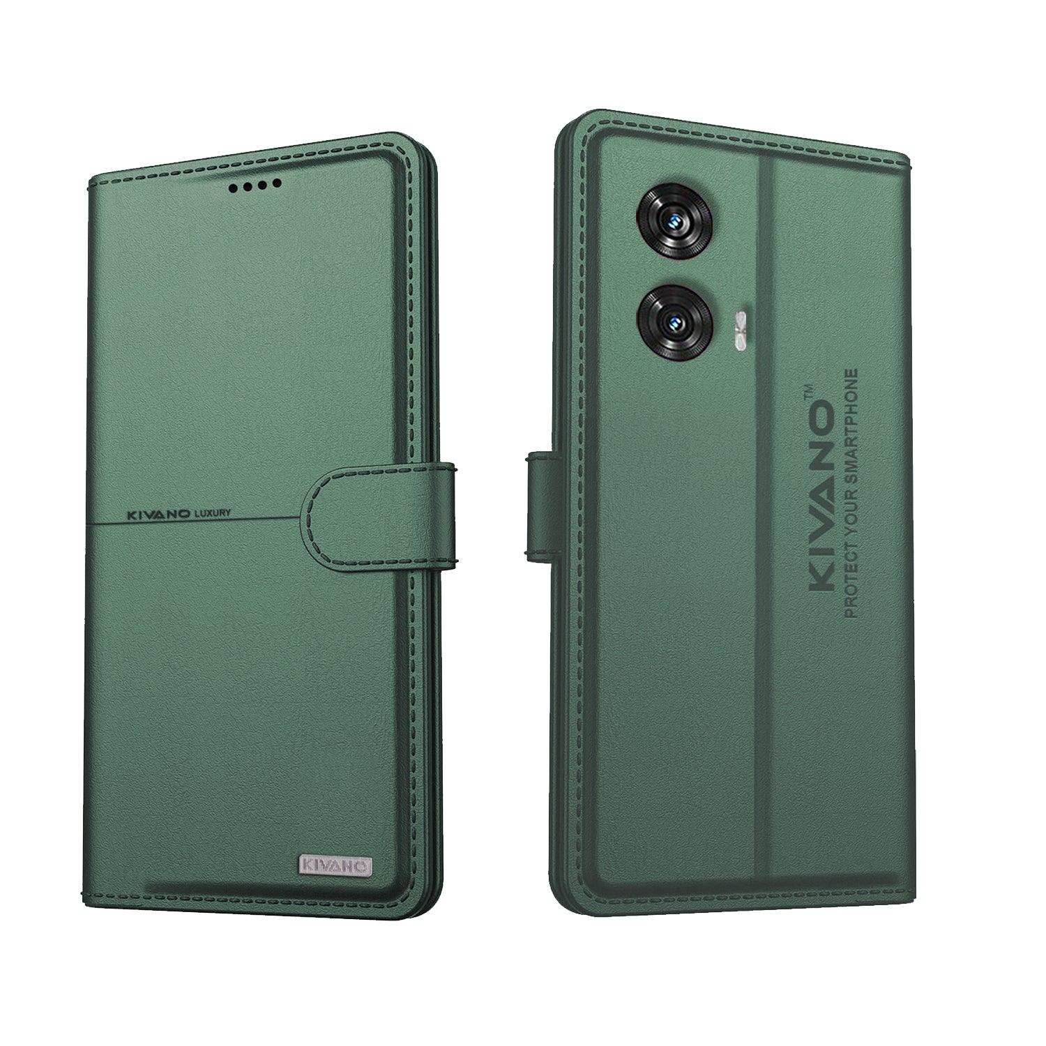 Kivano Compatible with Motorola edge 50 fusion Flip Cover | Leather Finish | Inside Pockets & Inbuilt Stand - Aibex