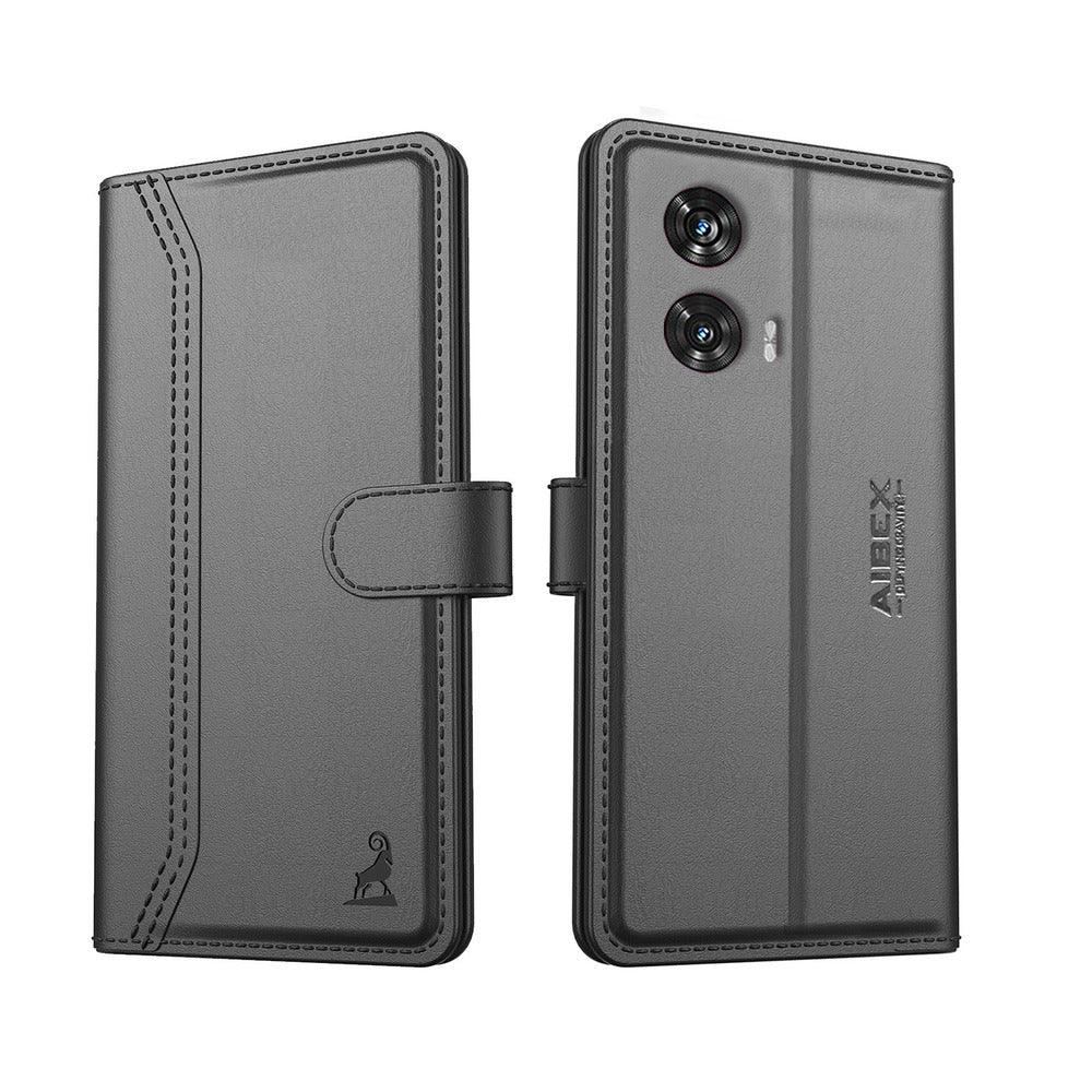 Motorola edge 50 fusion Aibex PU Leather Flip Cover Foldable Stand & Pocket Magnetic Closure - Aibex