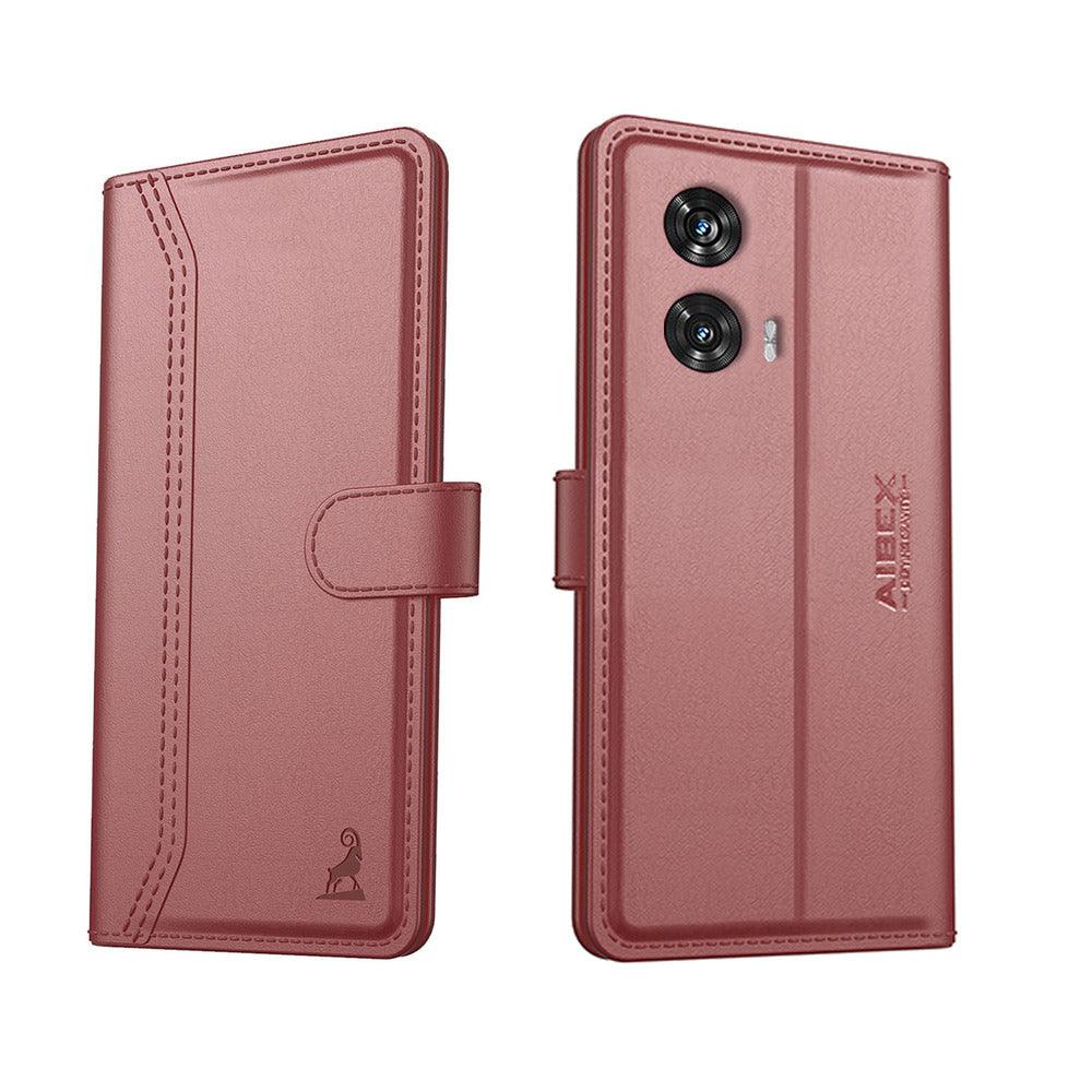 Motorola edge 50 fusion Aibex PU Leather Flip Cover Foldable Stand & Pocket Magnetic Closure - Aibex