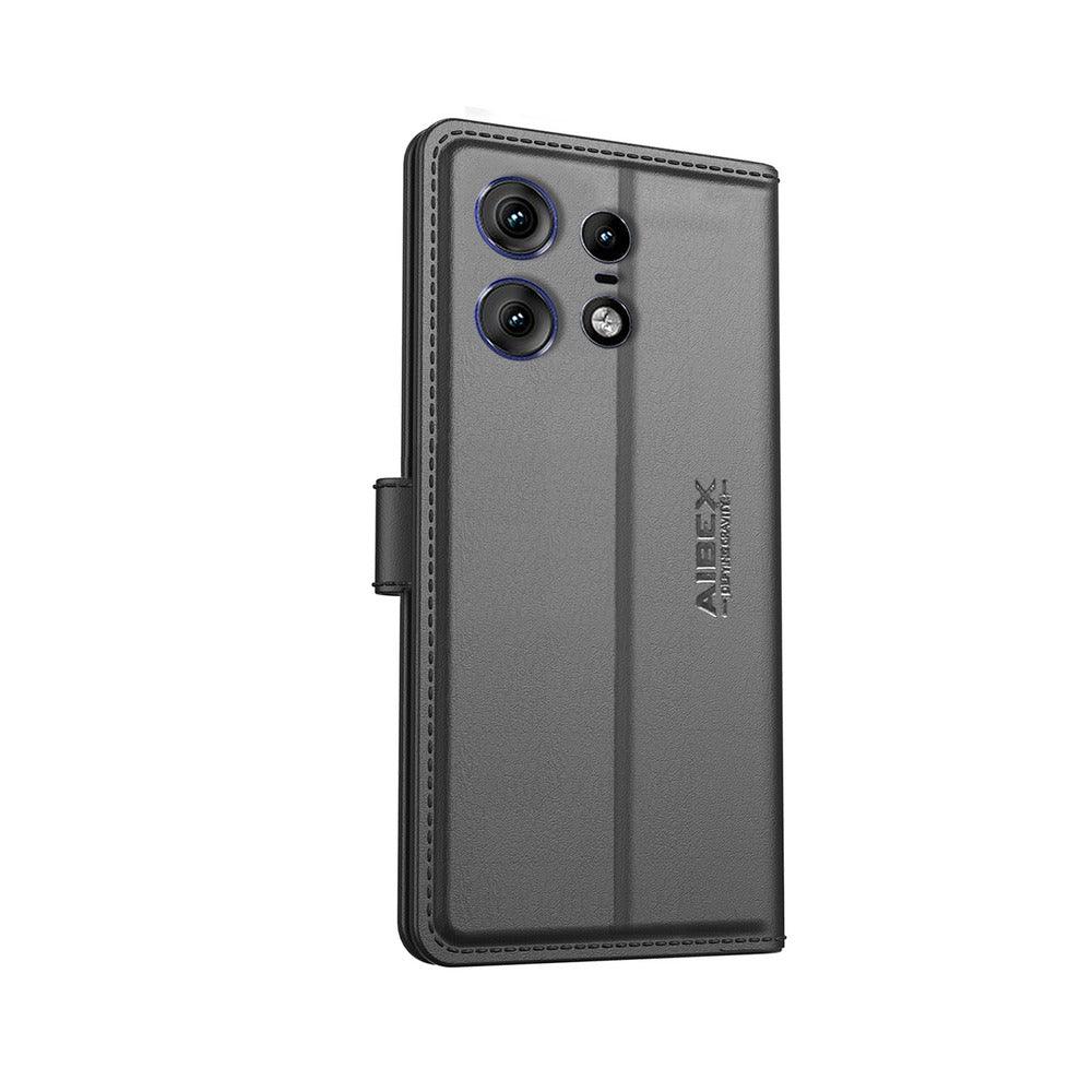 Motorola Edge 50 Pro Aibex PU Leather Flip Cover Foldable Stand & Pocket Magnetic Closure - Aibex