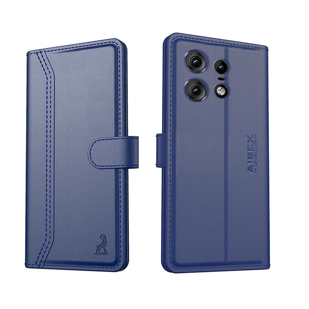 Motorola Edge 50 Pro Aibex PU Leather Flip Cover Foldable Stand & Pocket Magnetic Closure - Aibex