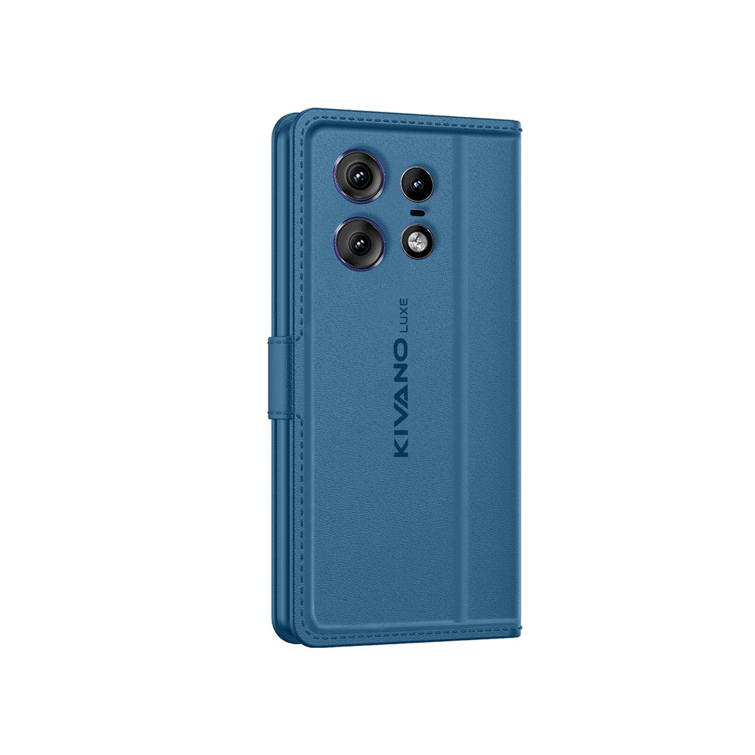 Leather Wallet Case for Motorola edge 50 5G Stylish Flip Folio Cover with Card Holder, Stand -KIVANO LUXE - Aibex