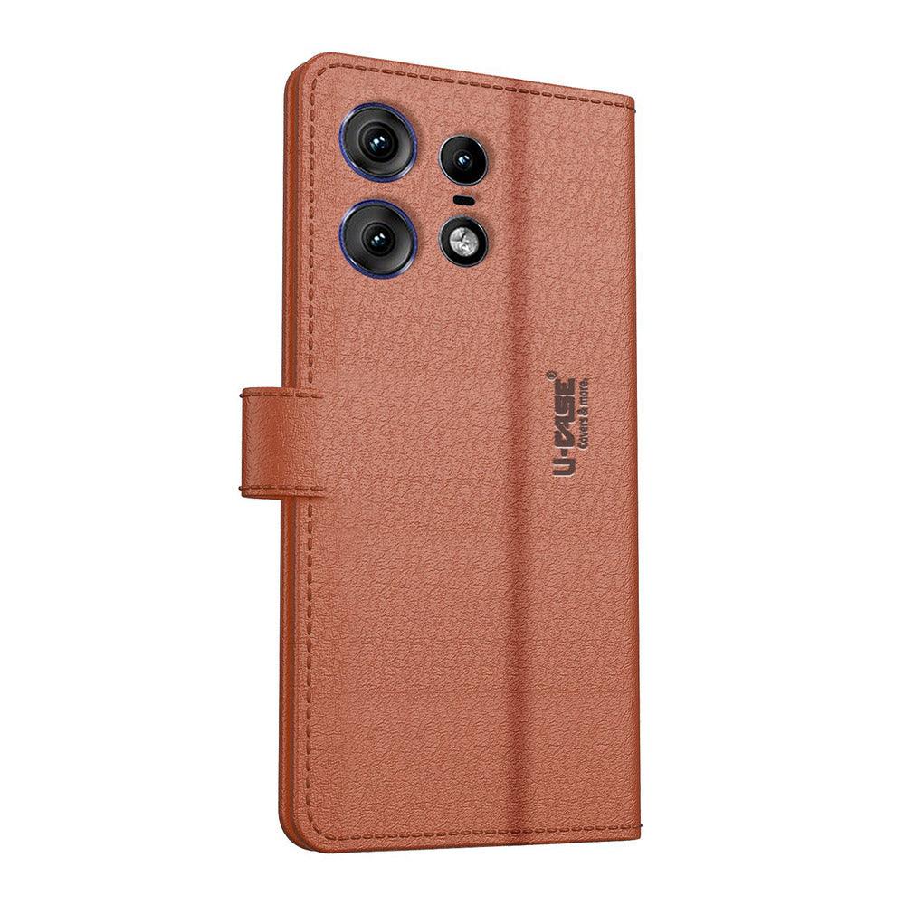 U-CASE Magnetic Flip Cover for Motorola edge 50 PRO 5G Vegan Foldable Stand & Pocket Magnetic Closure - Aibex