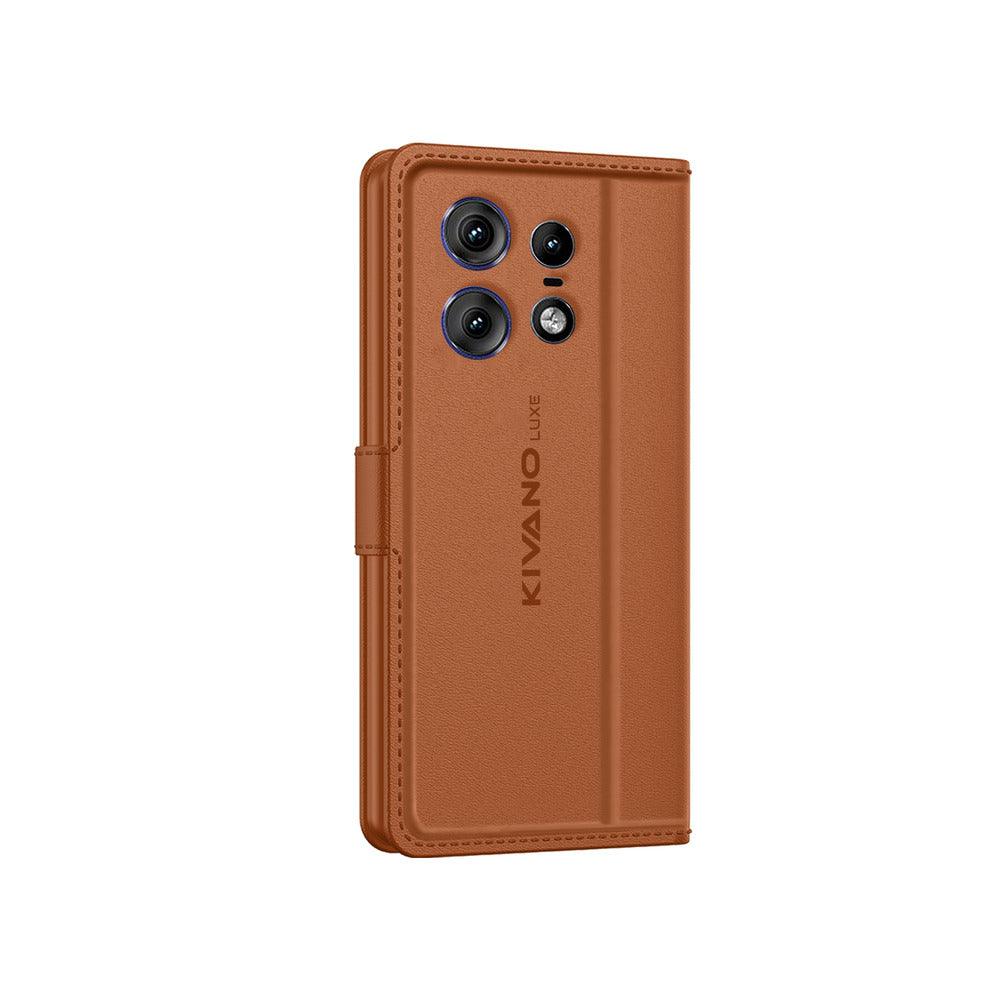 Motorola Edge 50 PRO 5G Leather Flip Cover & Mobile Card Holder - Kivano Luxe - Aibex