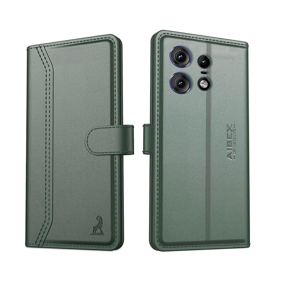Motorola Edge 50 Pro Aibex PU Leather Flip Cover Foldable Stand & Pocket Magnetic Closure - Aibex